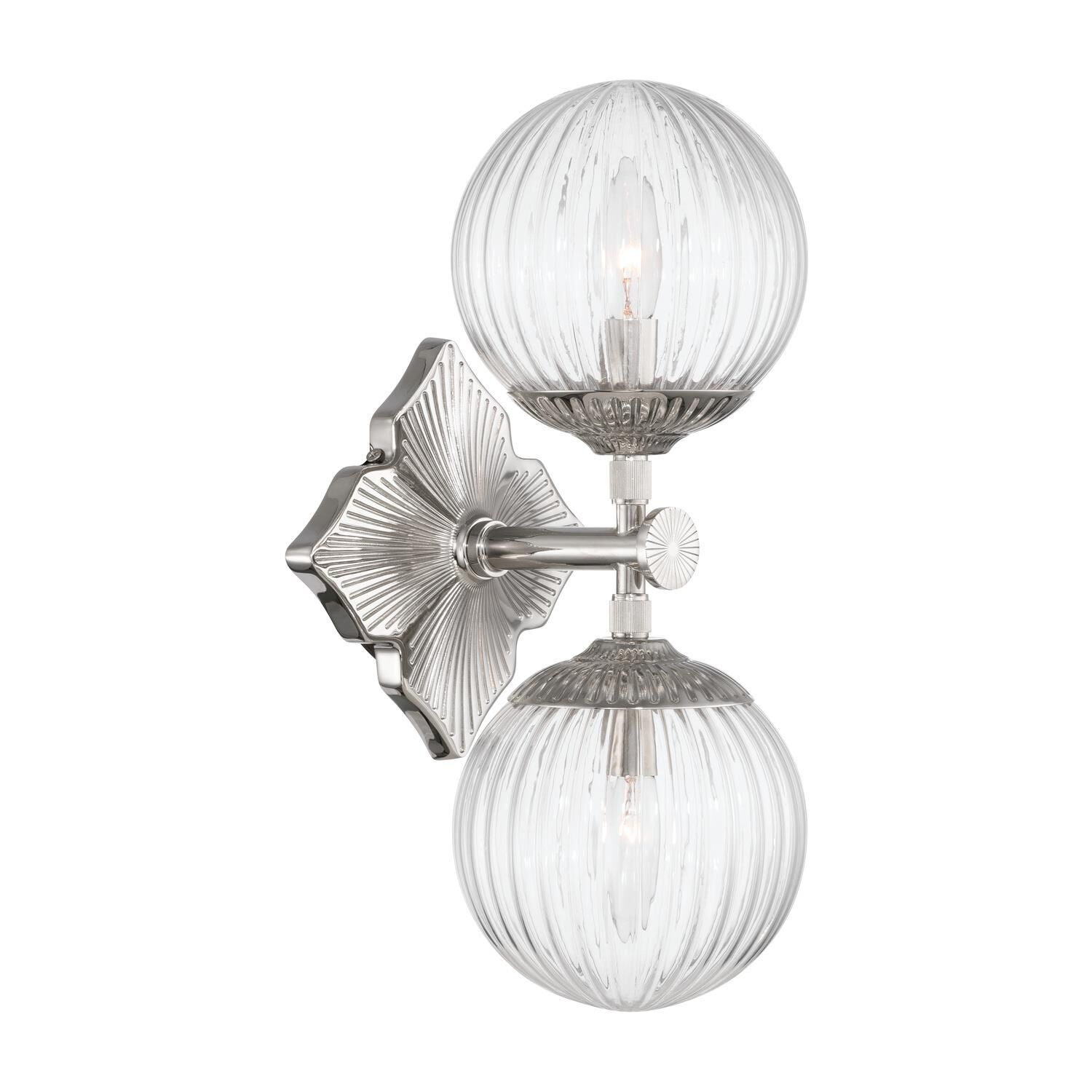 Shown in Polished Nickel finish and Ribbed glass and Ribbed Glass shade