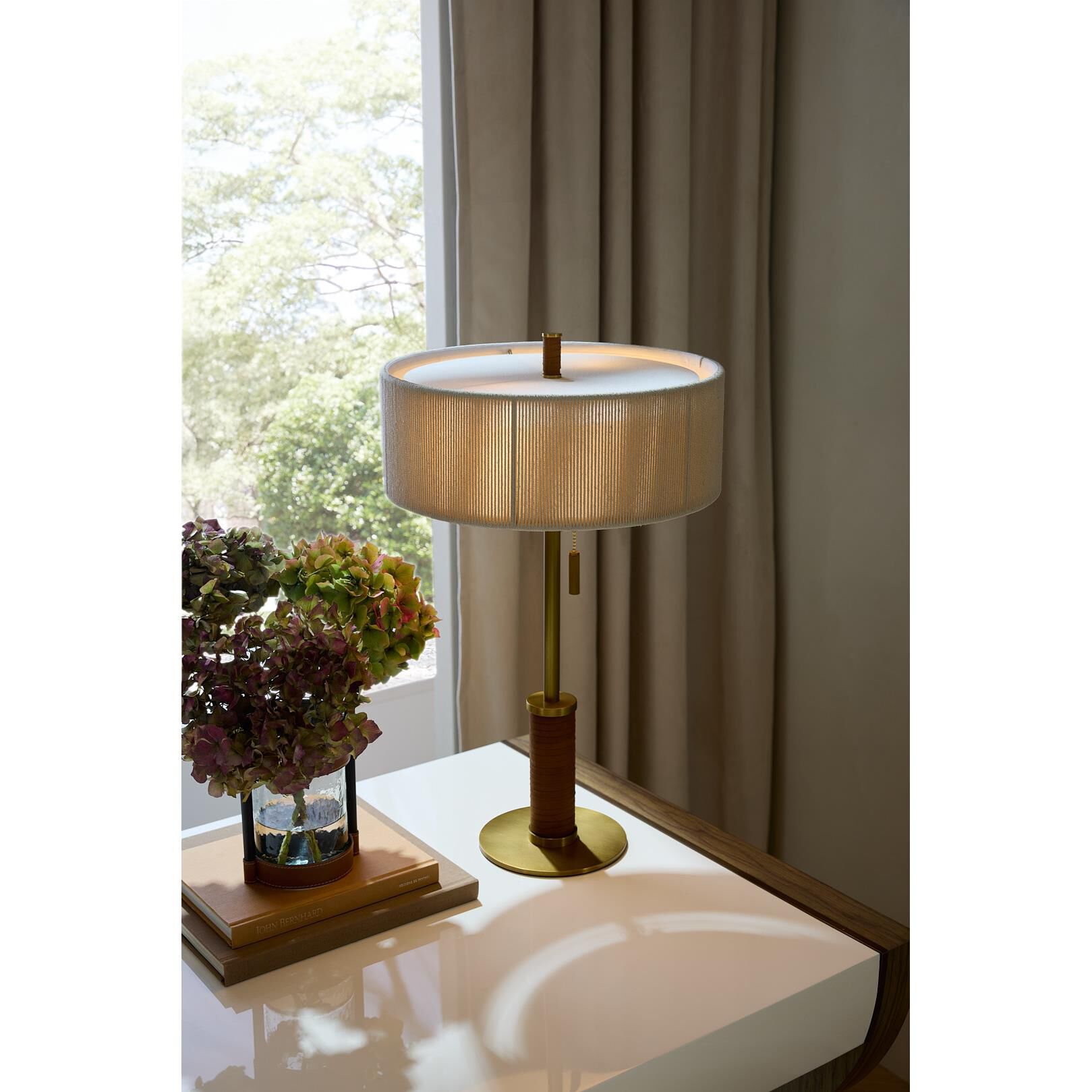 Shown in Natural finish and Brown glass