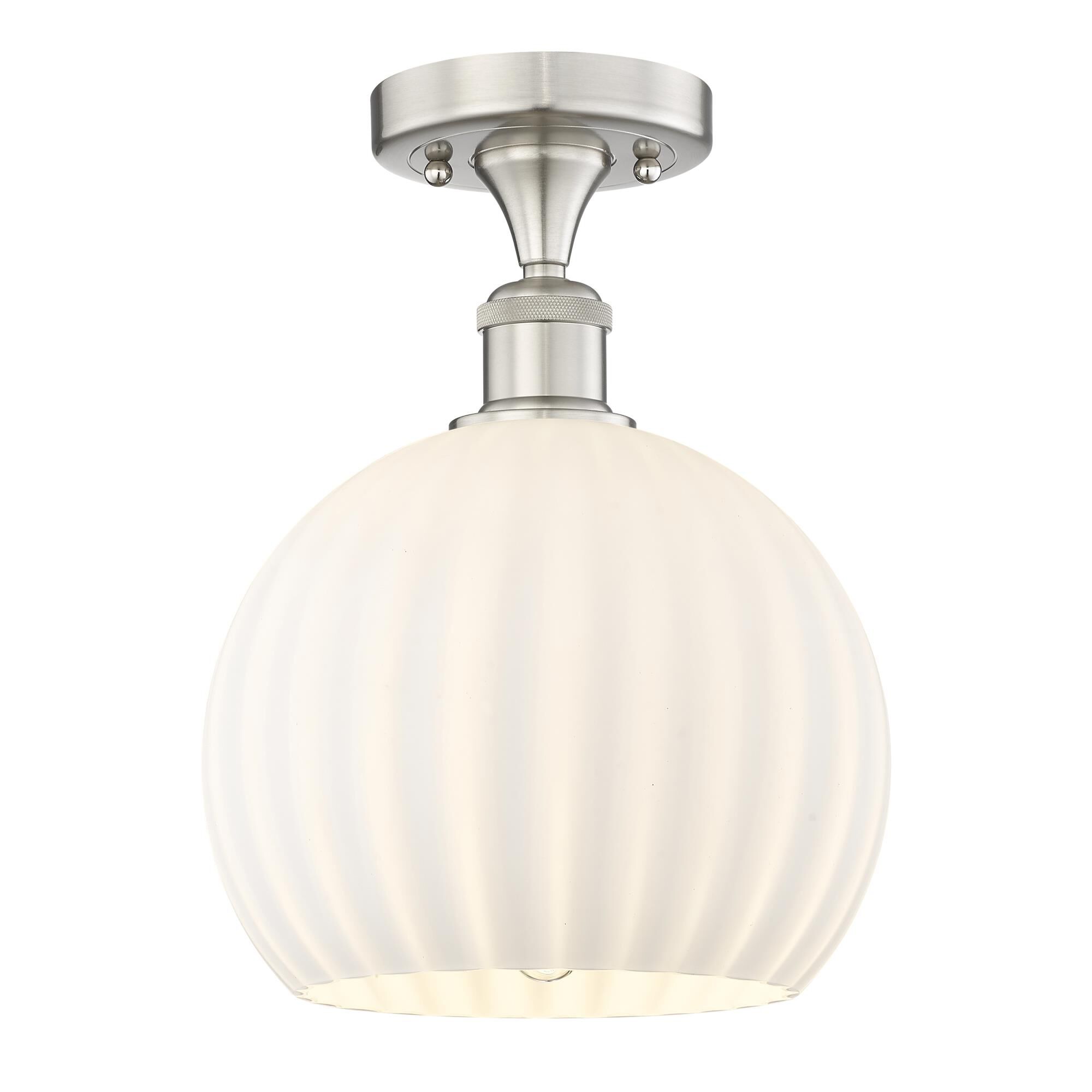 Shown in Brushed Satin Nickel finish and White Venetian glass