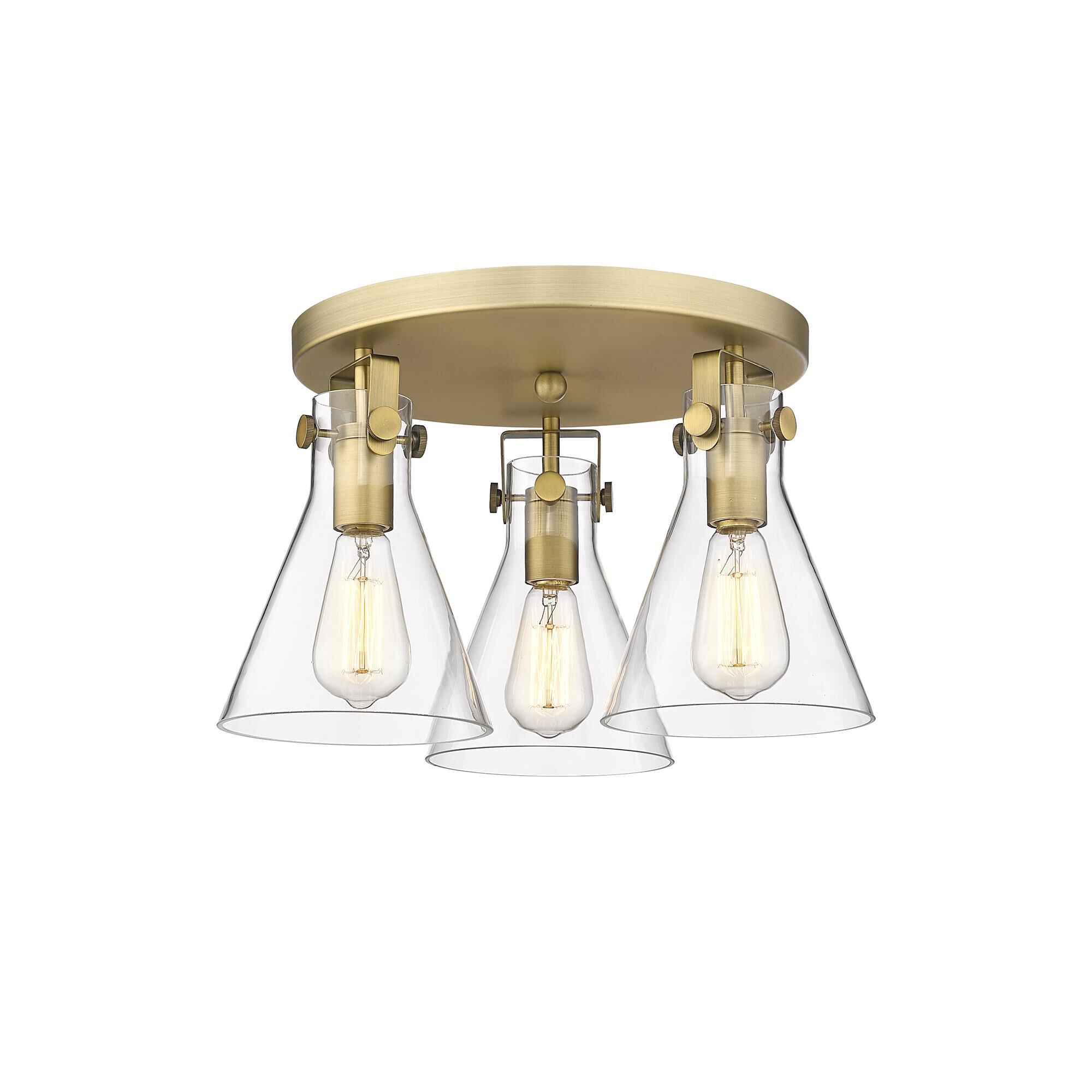 Shown in Brushed Brass finish and Clear glass