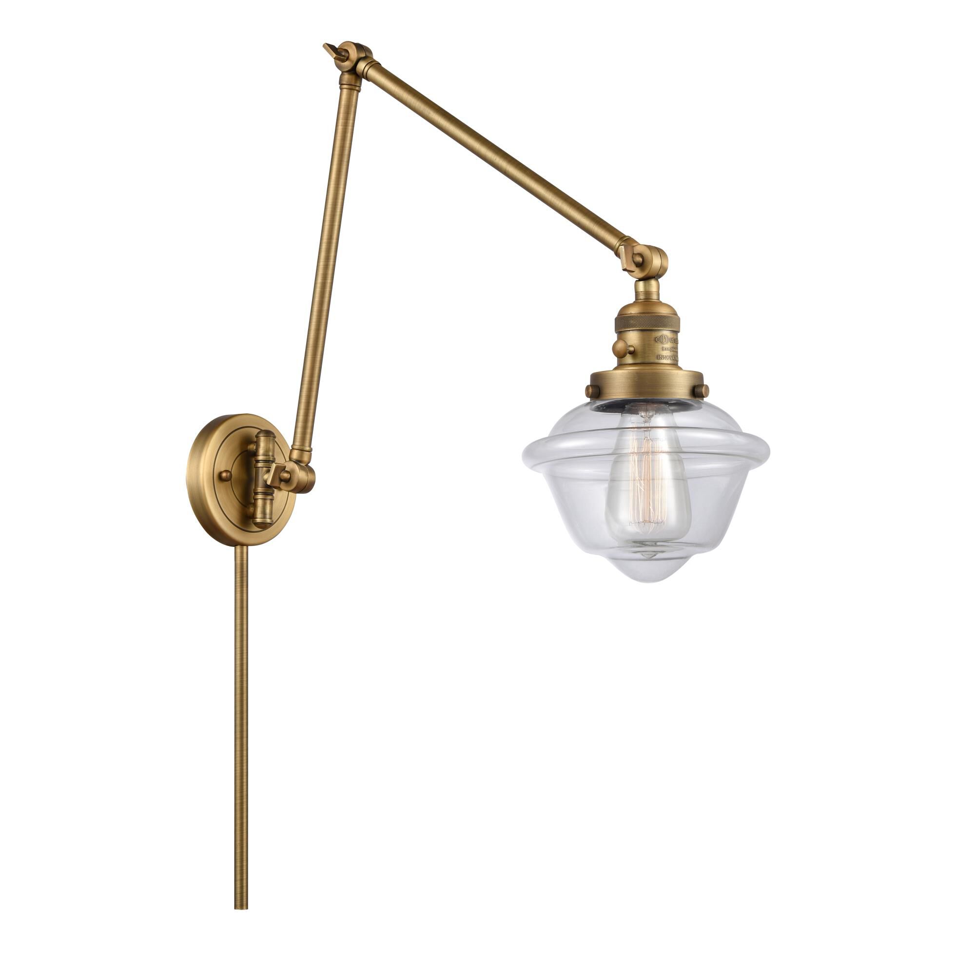 Shown in Brushed Brass finish and Clear Small Oxford glass