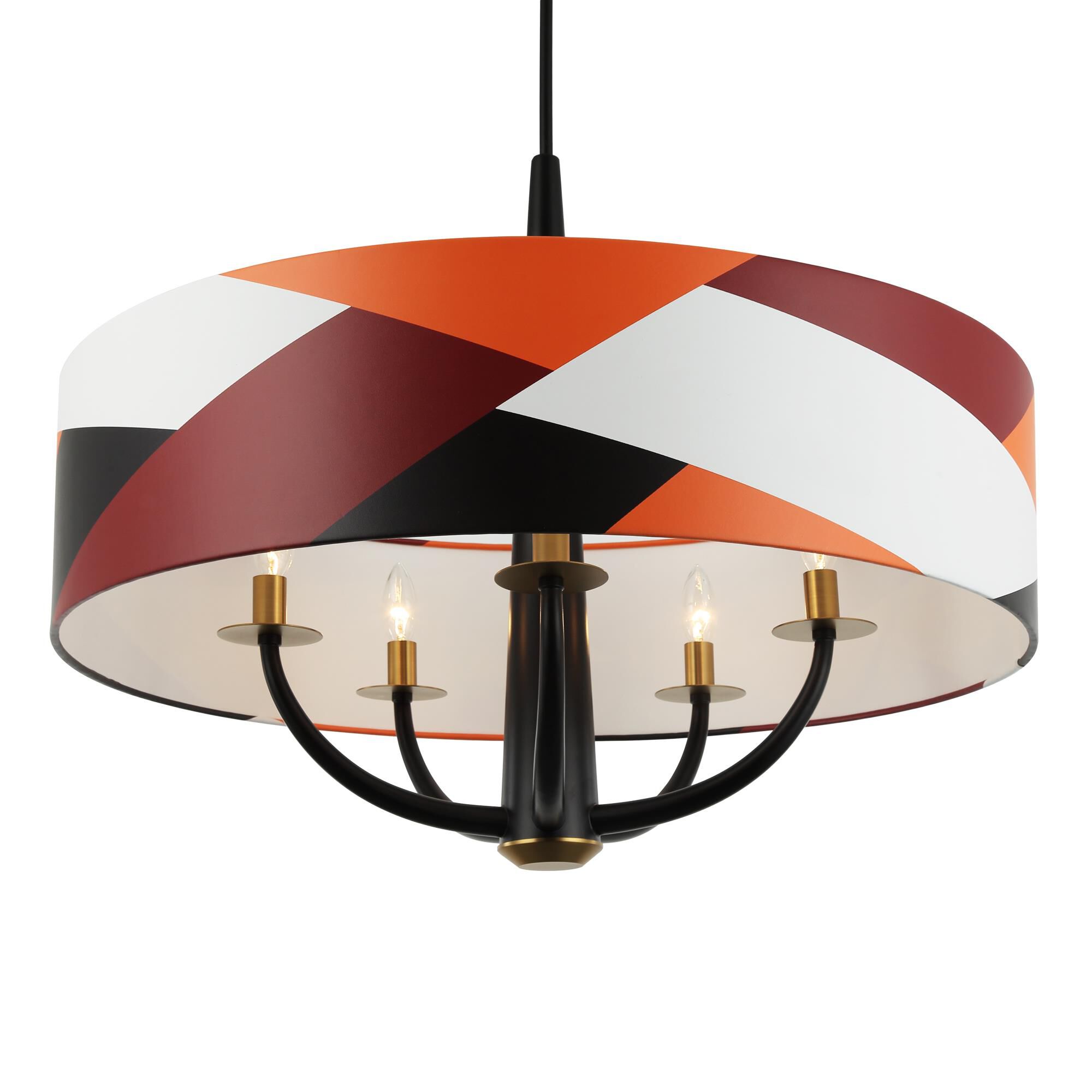 Shown in Black/Satin Brass/Patchwork finish and Patchwork shade