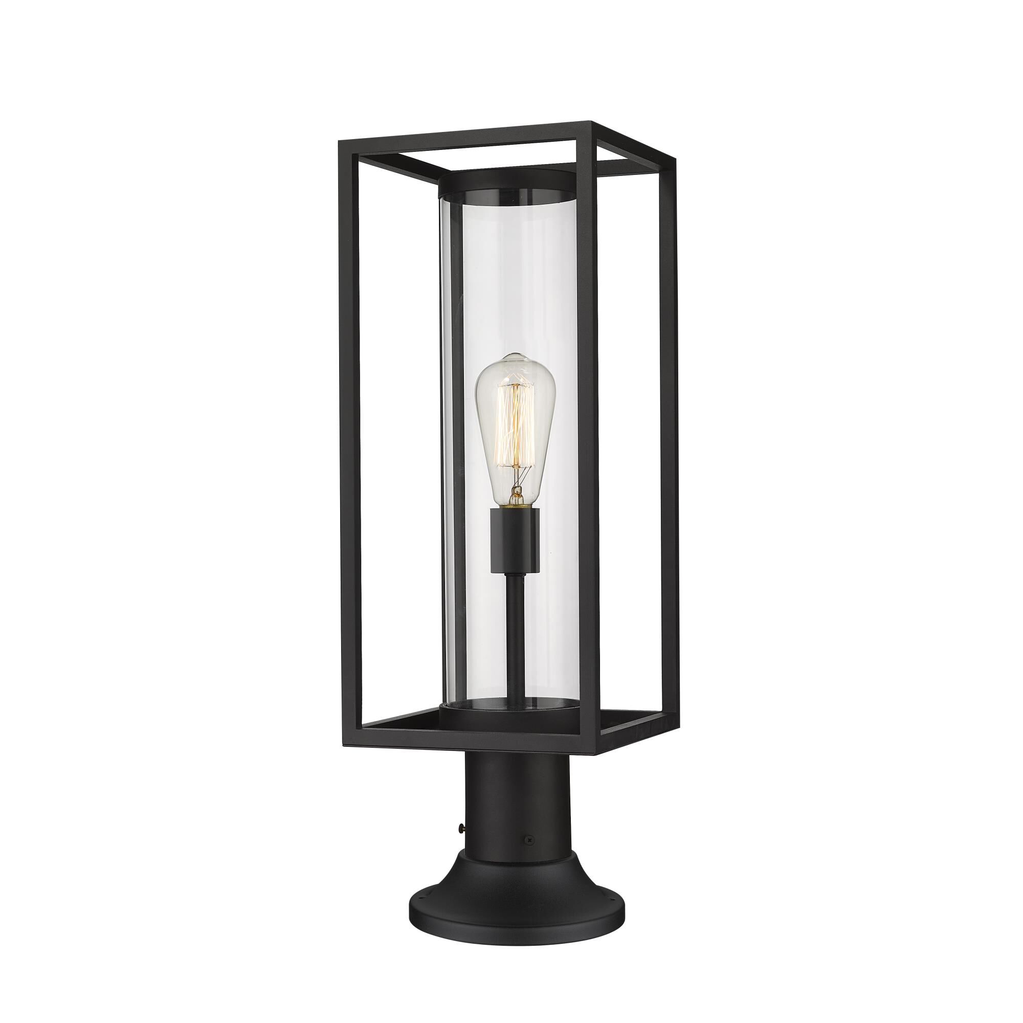 Shown in Black finish and Glass shade