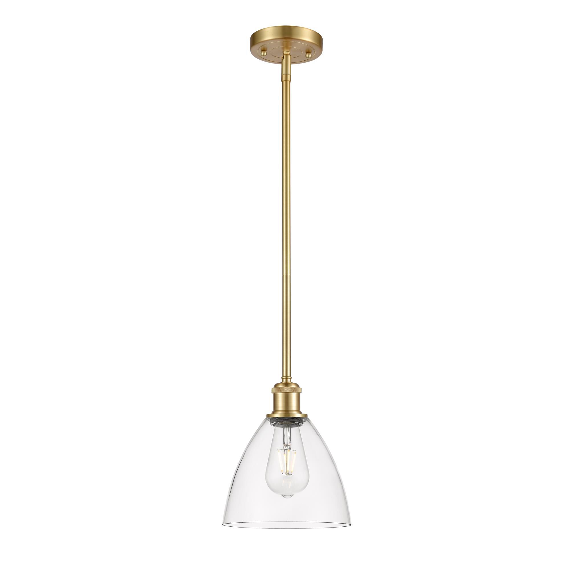 Shown in Satin Gold finish and Clear Ballston Dome glass