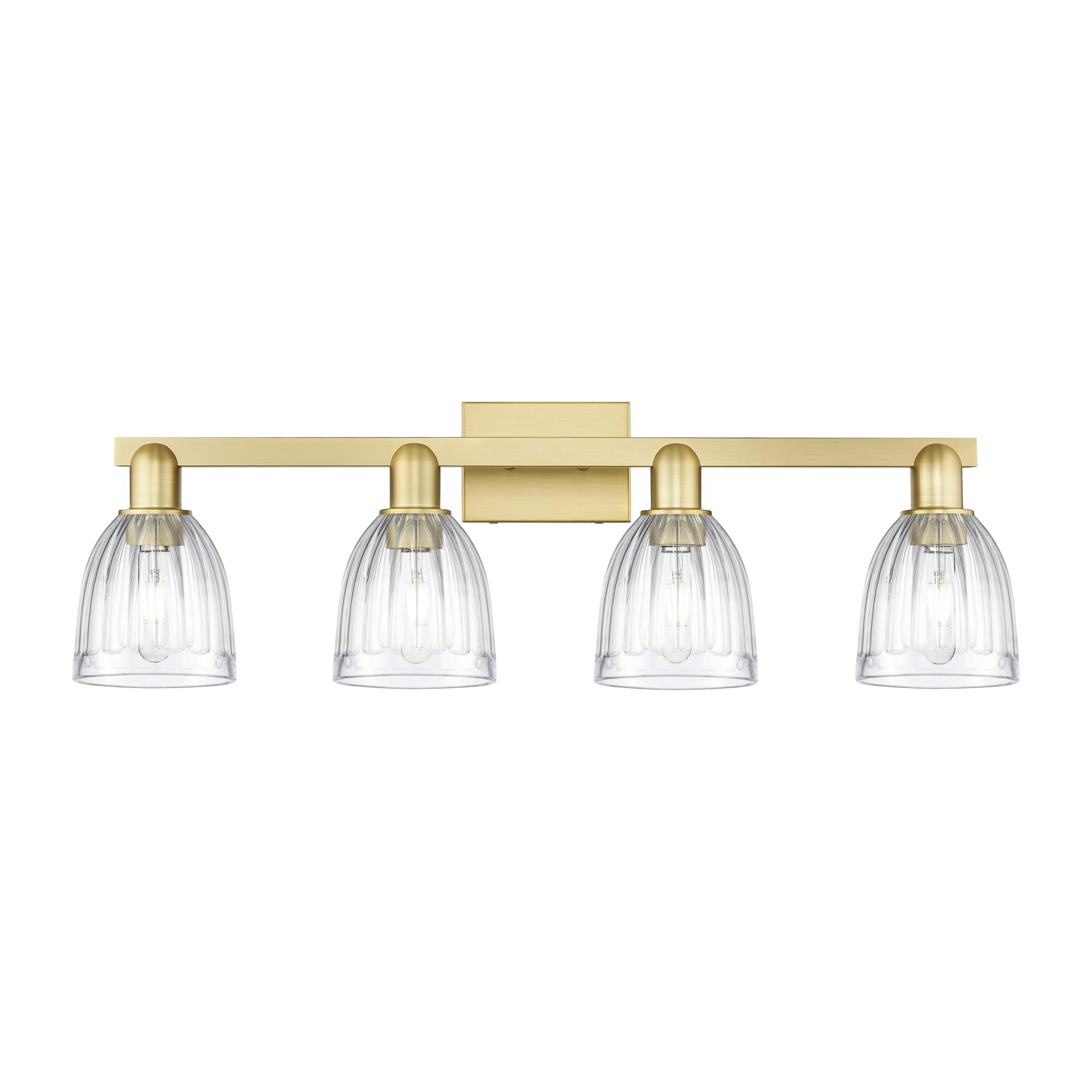 Shown in Satin Gold finish and Clear glass