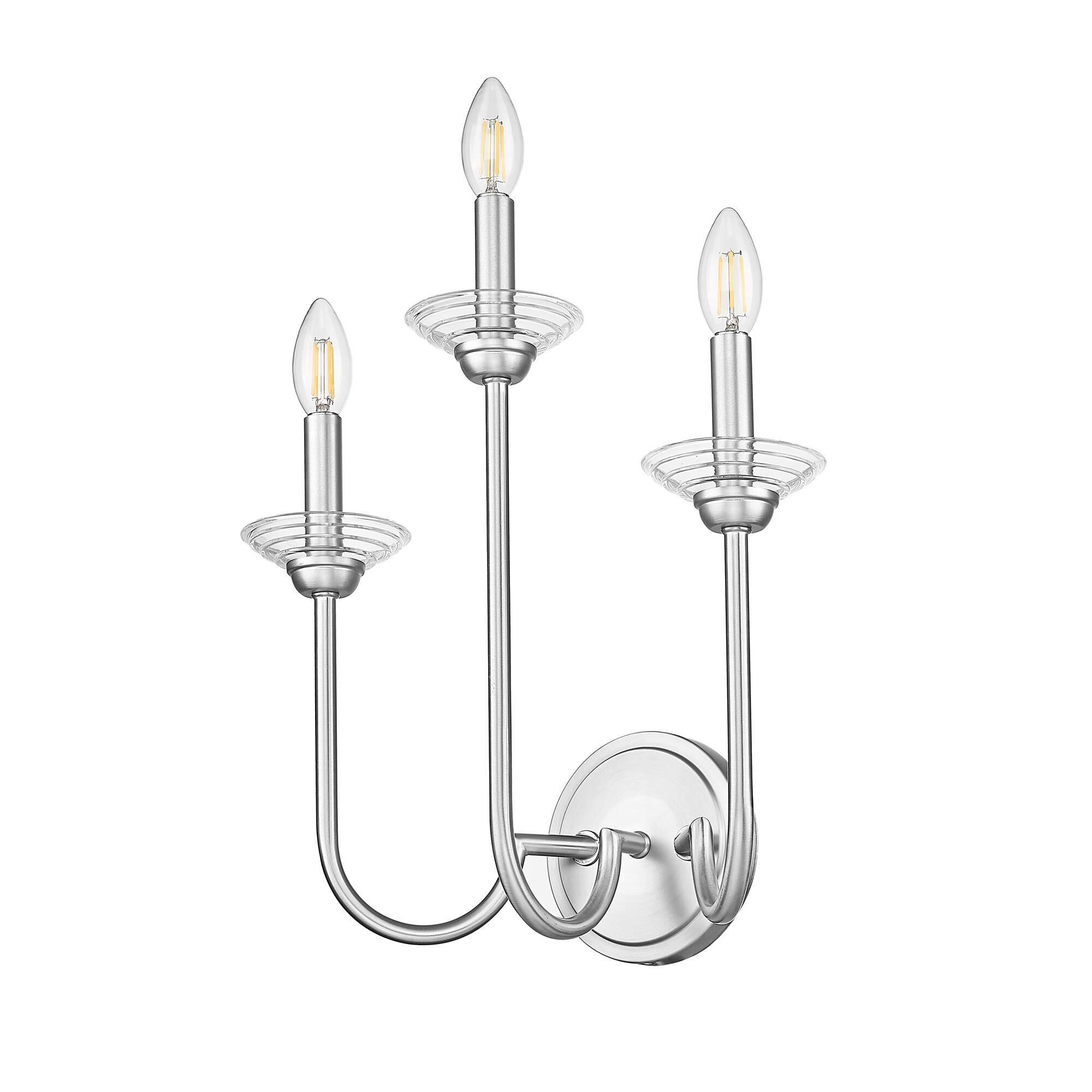 Shown in Brushed Nickel finish and Clear Ribbed glass and Clear Ribbed shade