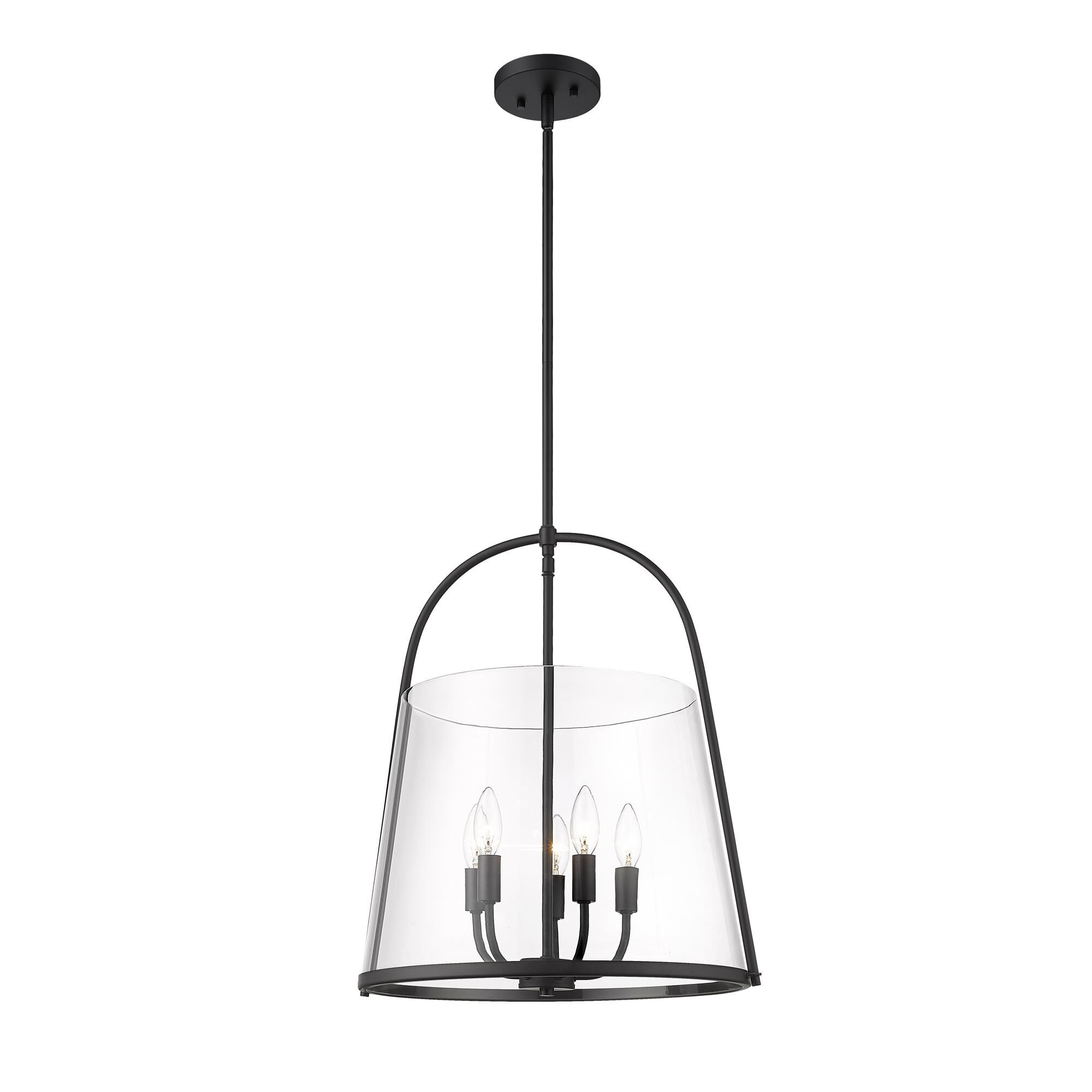 Shown in Matte Black finish and Clear glass