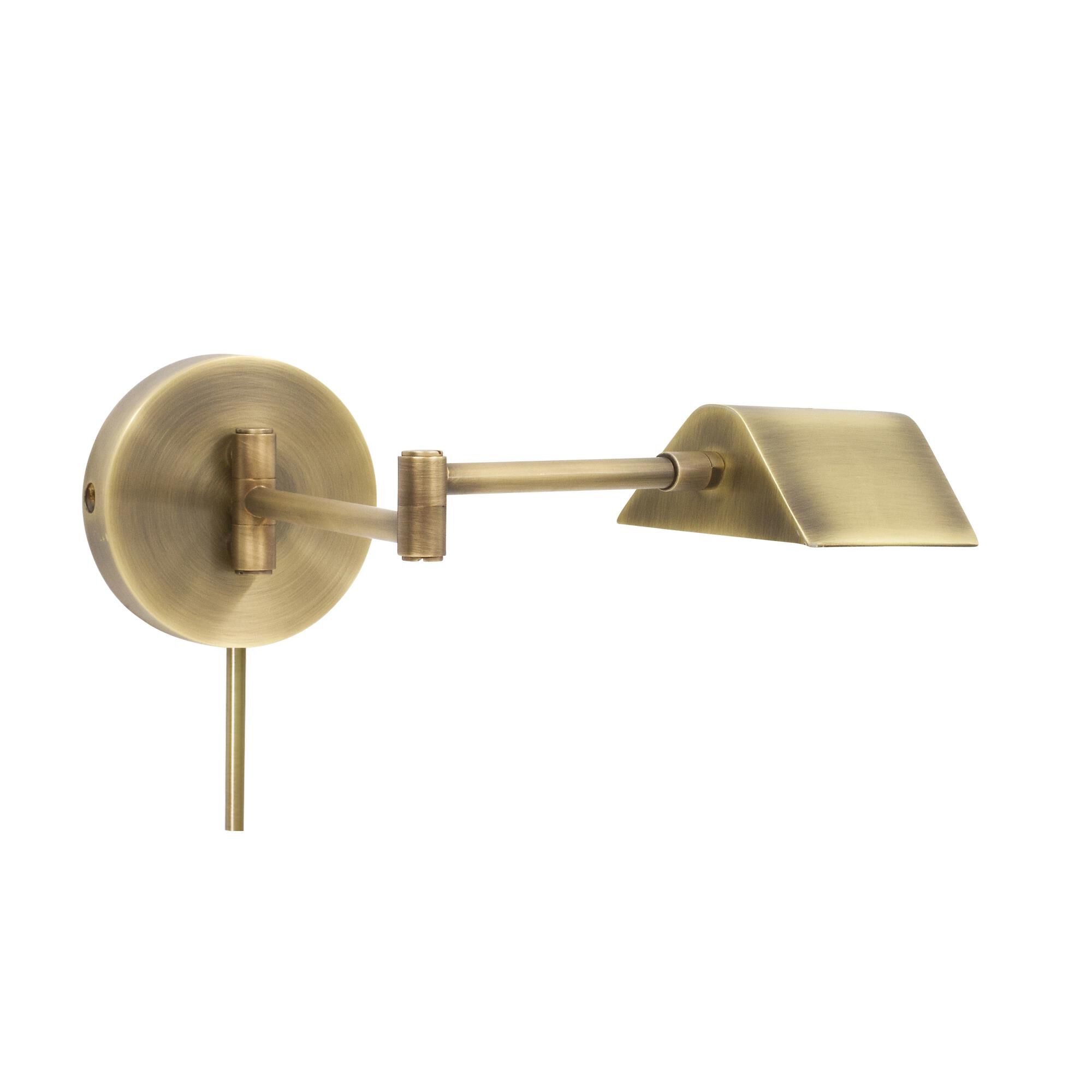 Shown in Antique Brass finish and Metal shade