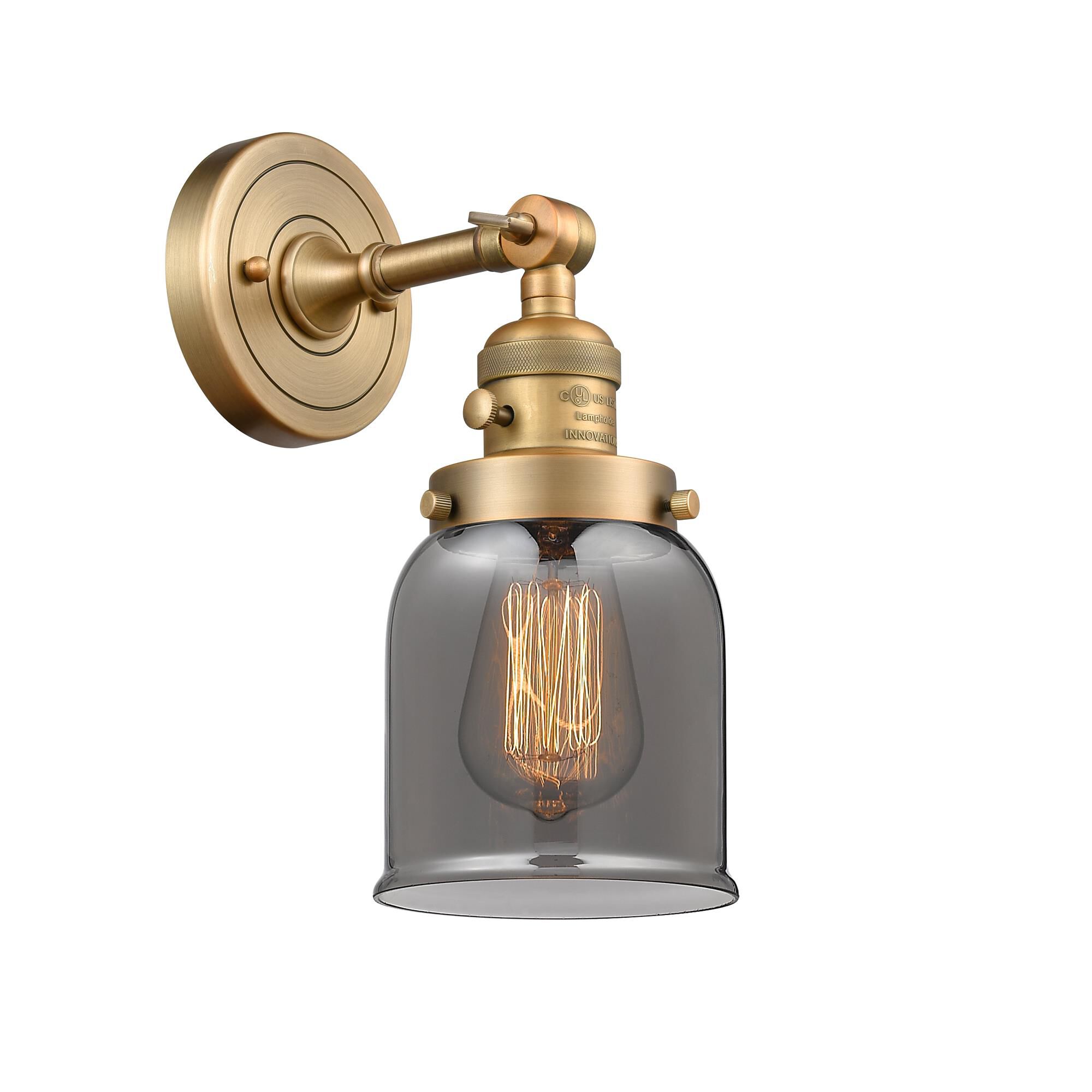 Shown in Brushed Brass finish and Plated Smoked glass