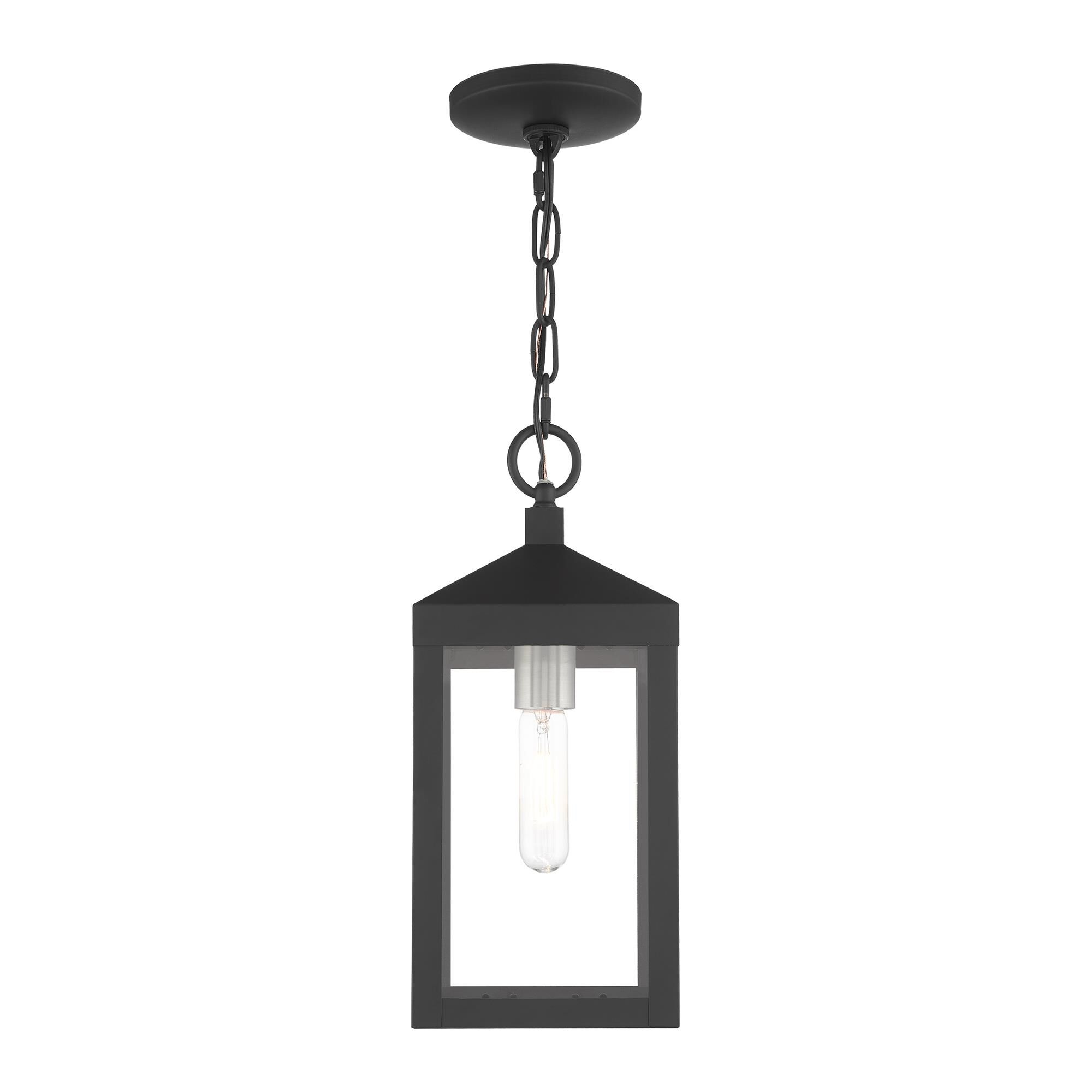 Shown in Black With Brushed Nickel Cluster finish and Clear glass and Clear Glass shade