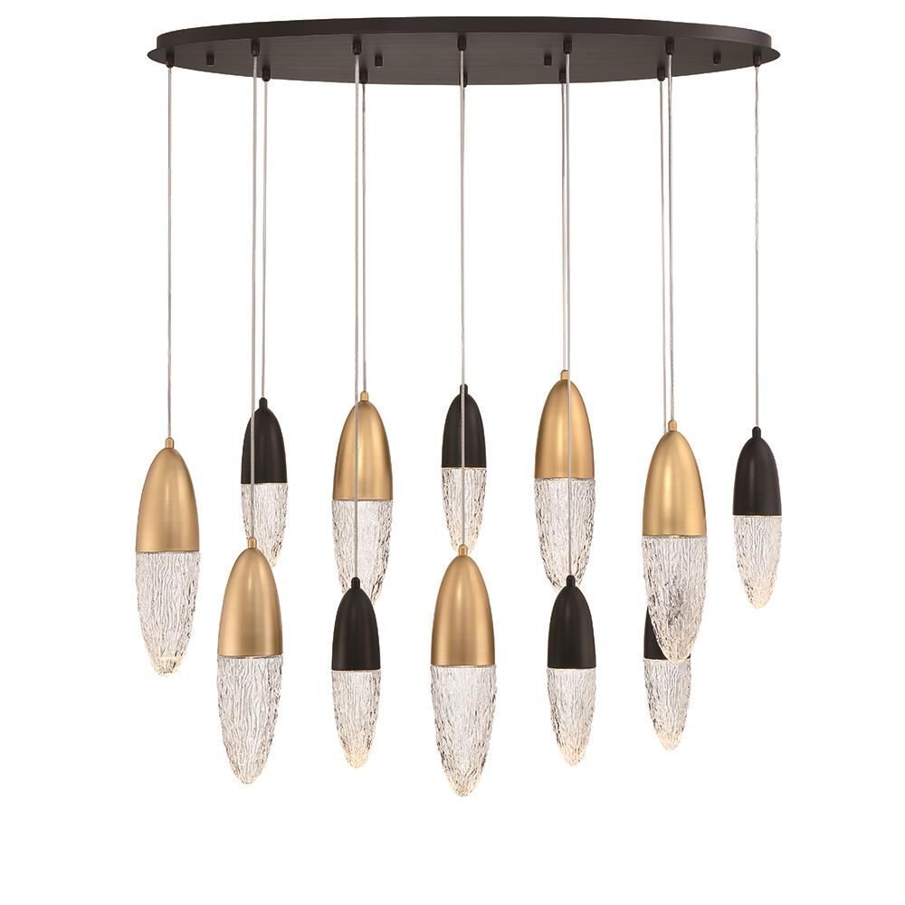 Shown in Mixed Black And Brass finish and Glass shade