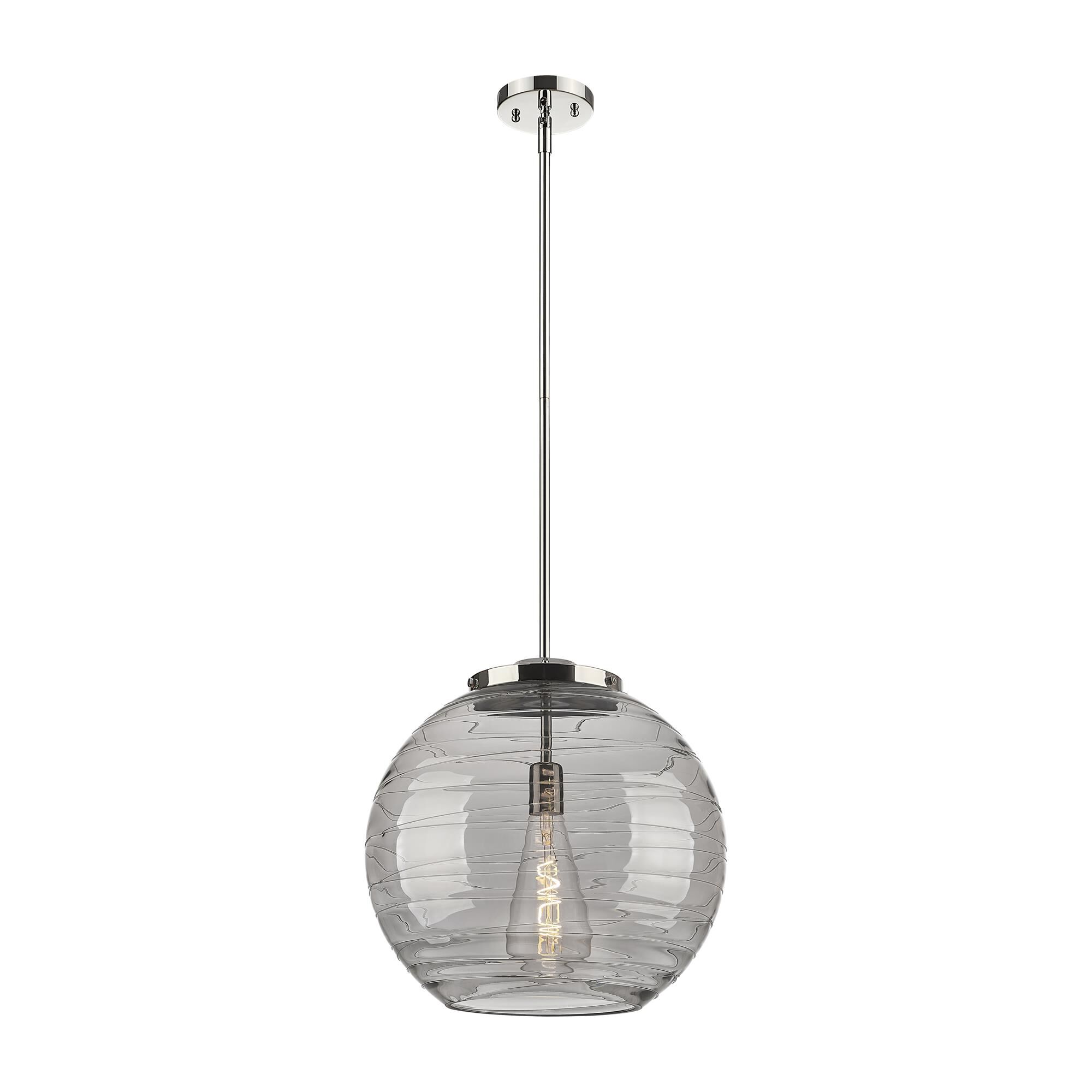 Shown in Polished Nickel finish and Light Smoke Deco Swirl glass