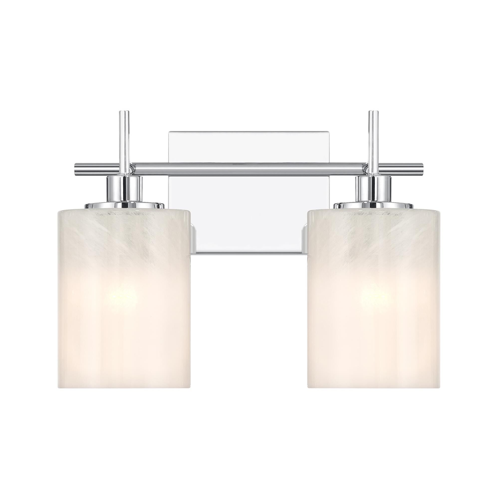 Shown in Chrome finish and White Strie glass and Glass shade