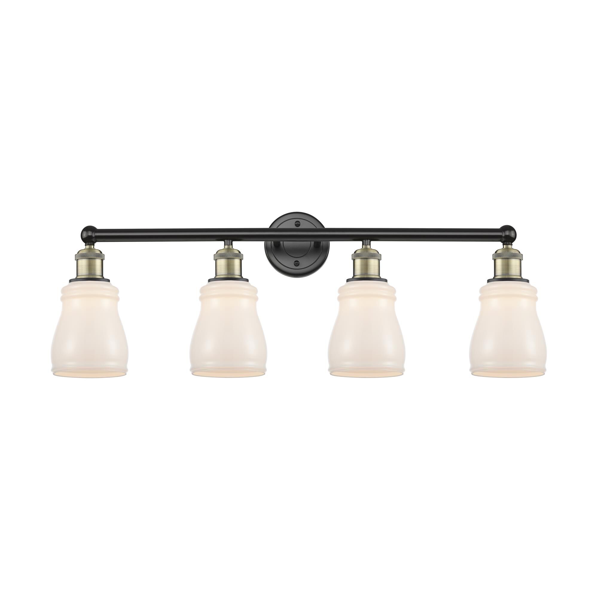 Shown in Black Antique Brass finish and White glass