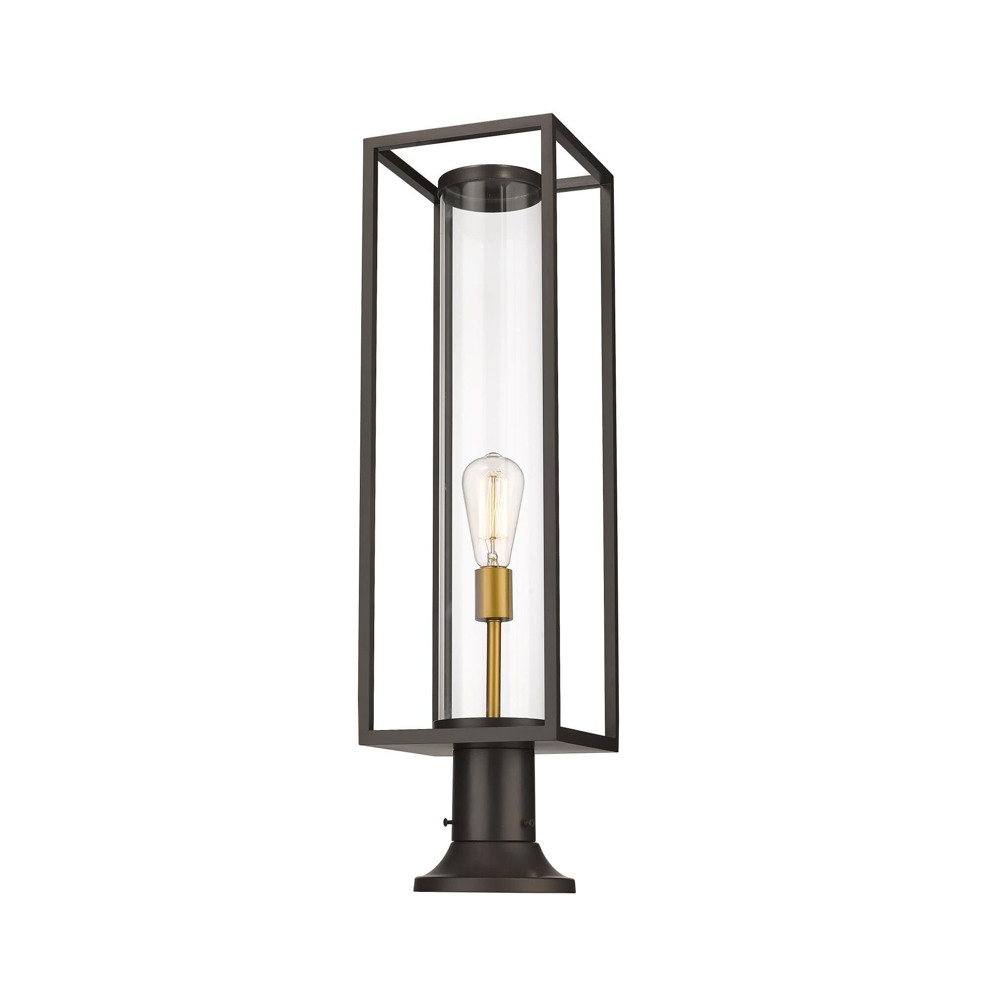 Shown in Deep Bronze + Outdoor Brass finish and Glass shade