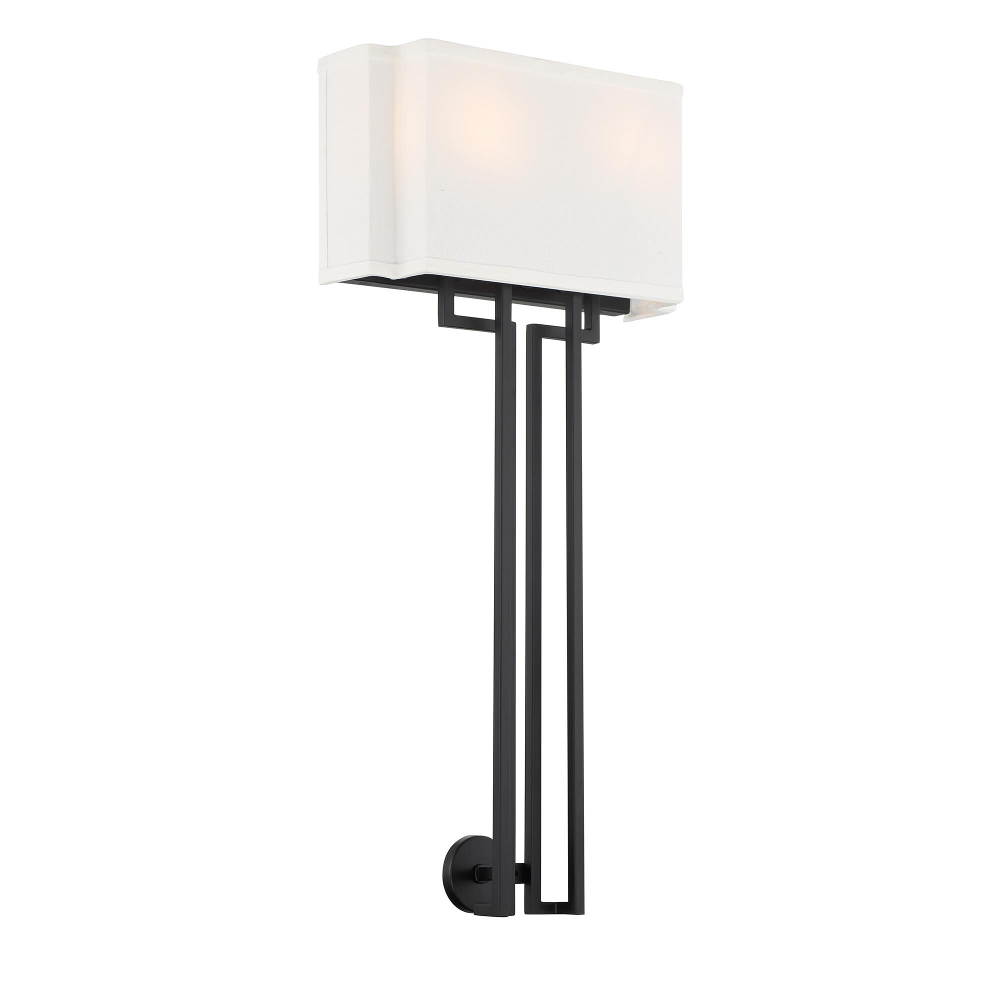 Shown in Coal with Polished Nickel Highlight finish and White Linen shade