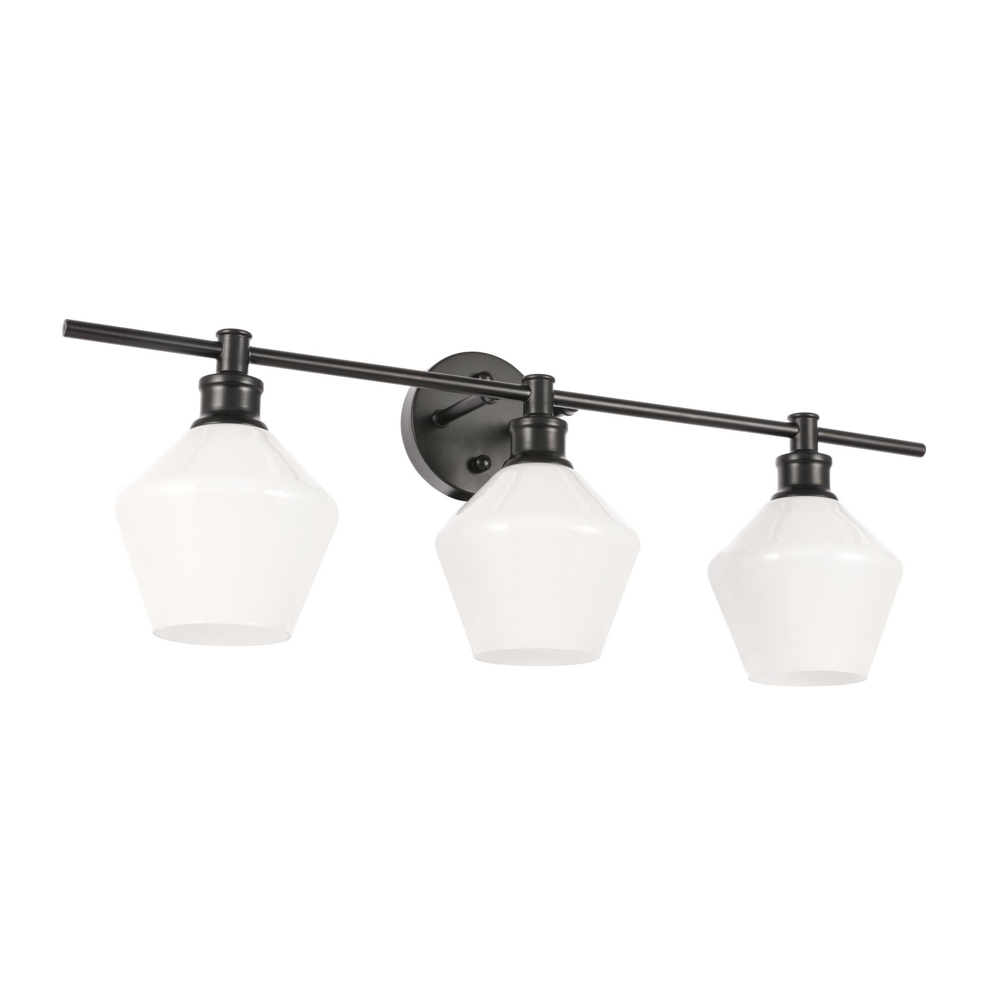 Shown in Black finish and Frosted White  glass