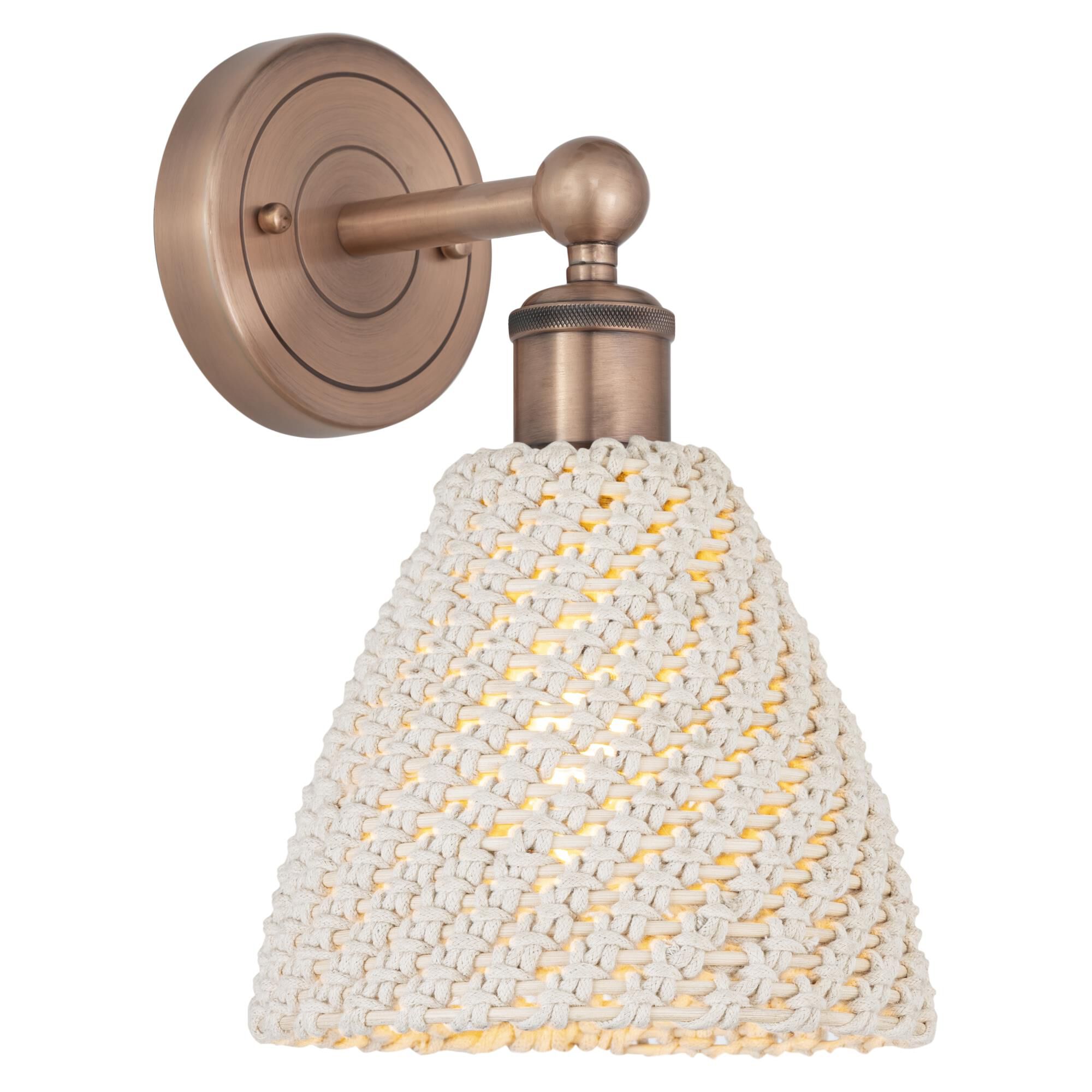 Shown in Antique Copper finish and Natural shade