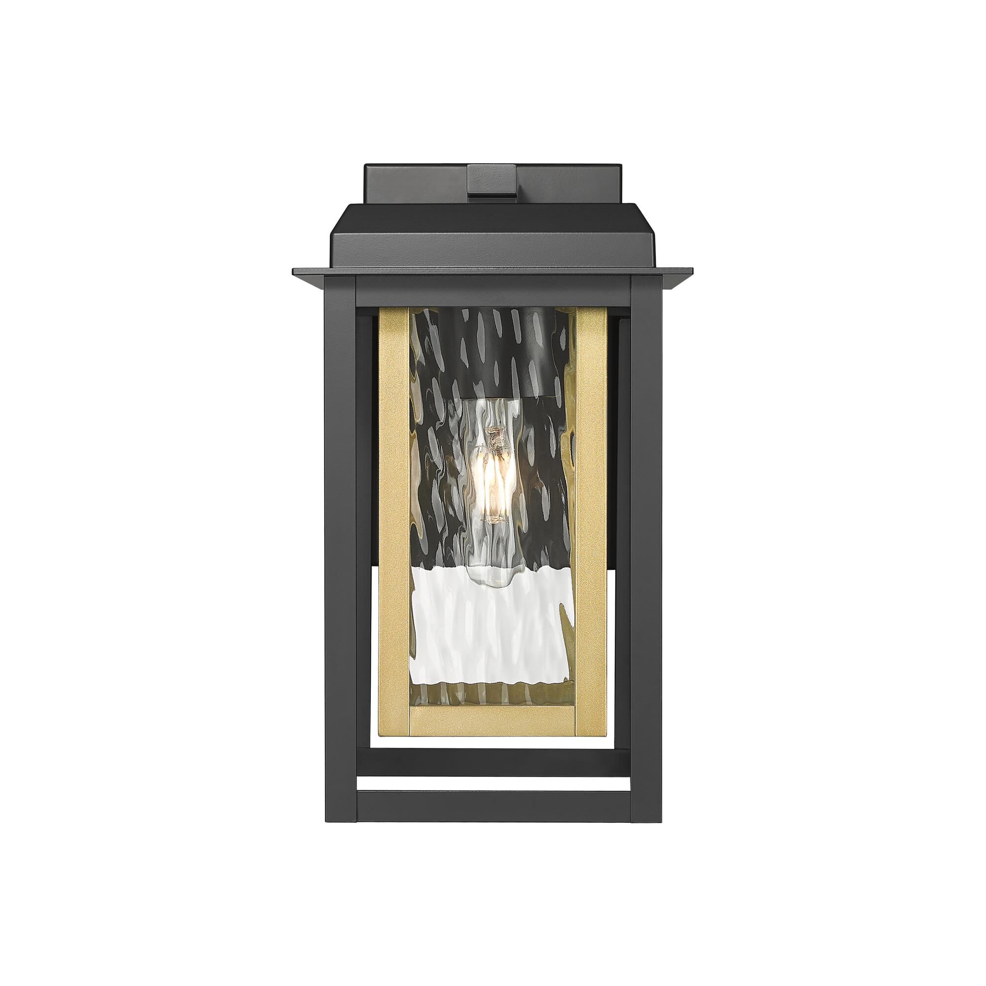 Shown in Matte Black finish and Water glass and Brass accent