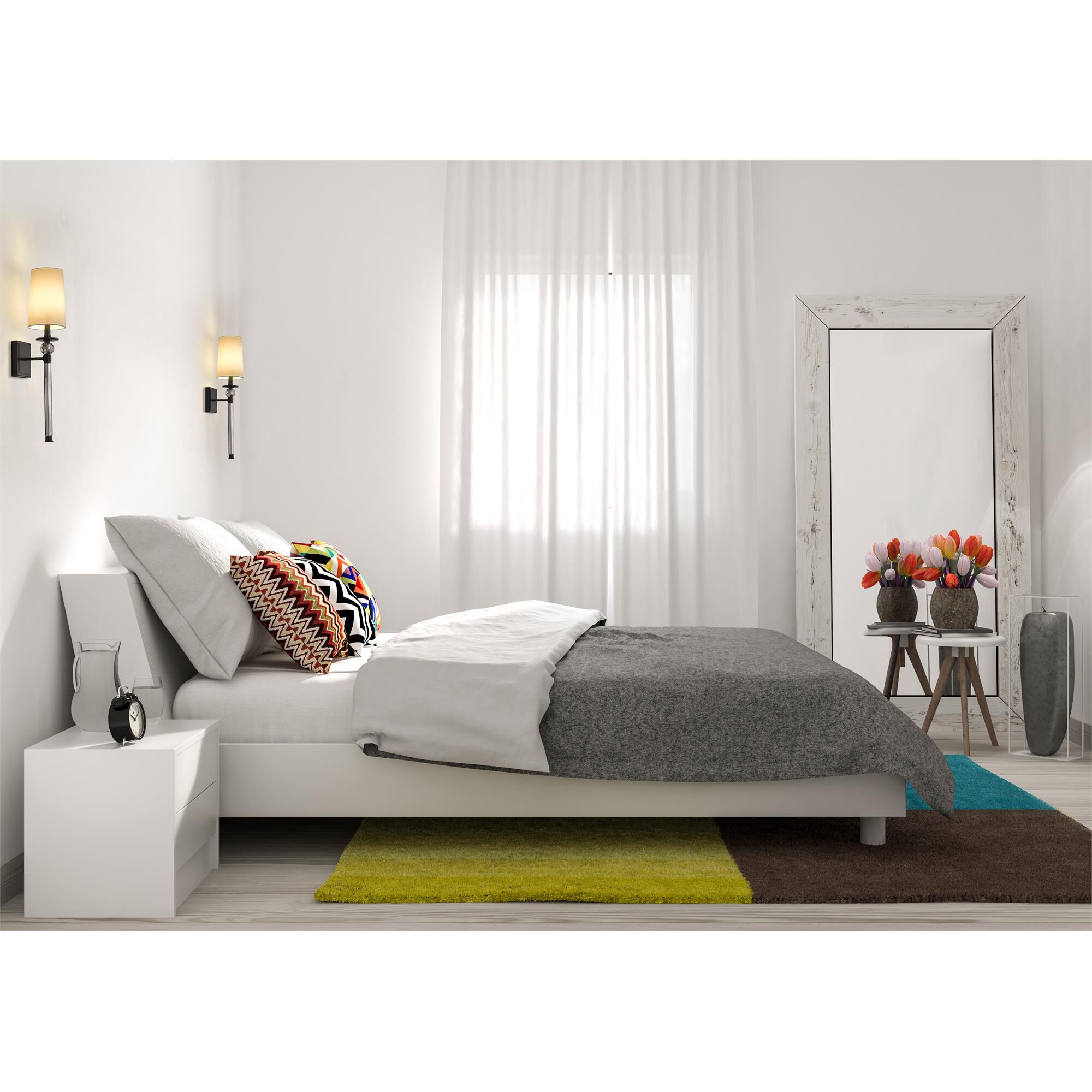 Shown in Matte Black finish and Fabric glass and Fabric shade