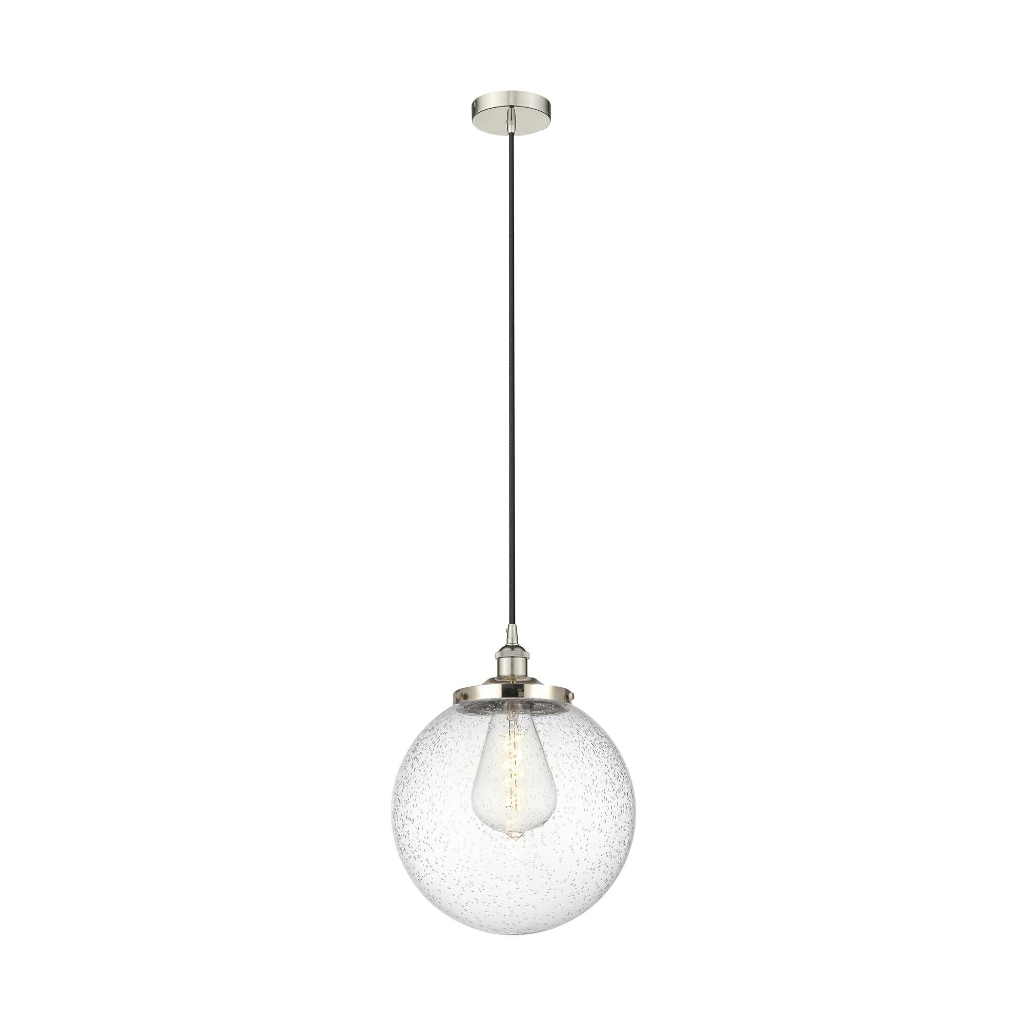 Shown in Polished Nickel finish and Seedy glass