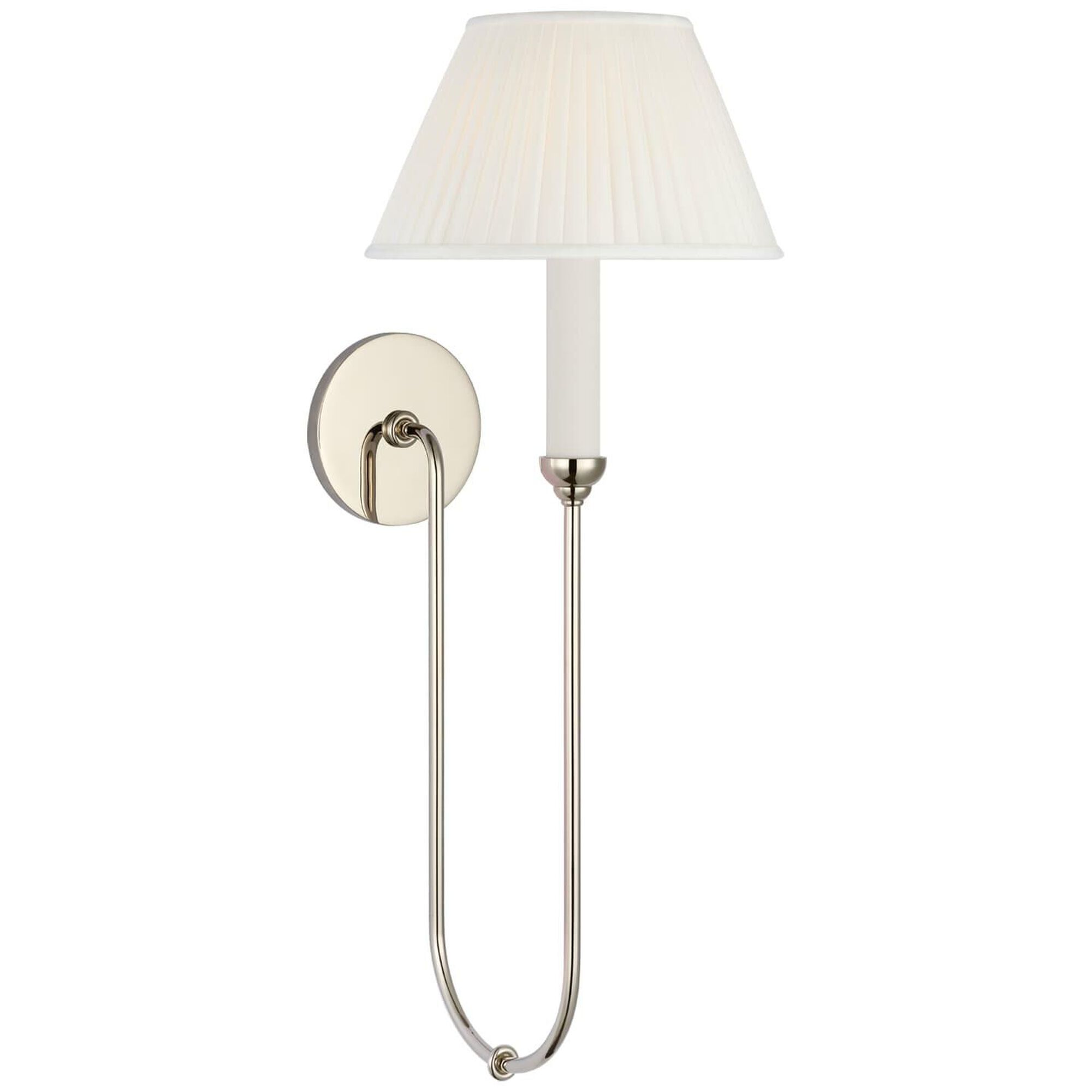 Shown in Polished Nickel finish and Silk Pleat shade