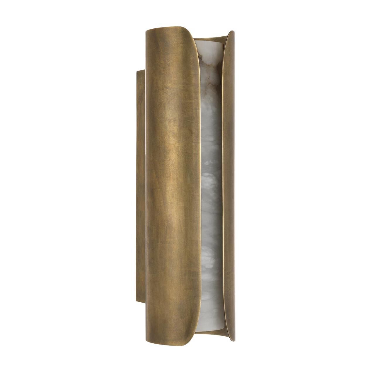 Shown in Mottled Brass finish and Alabaster shade