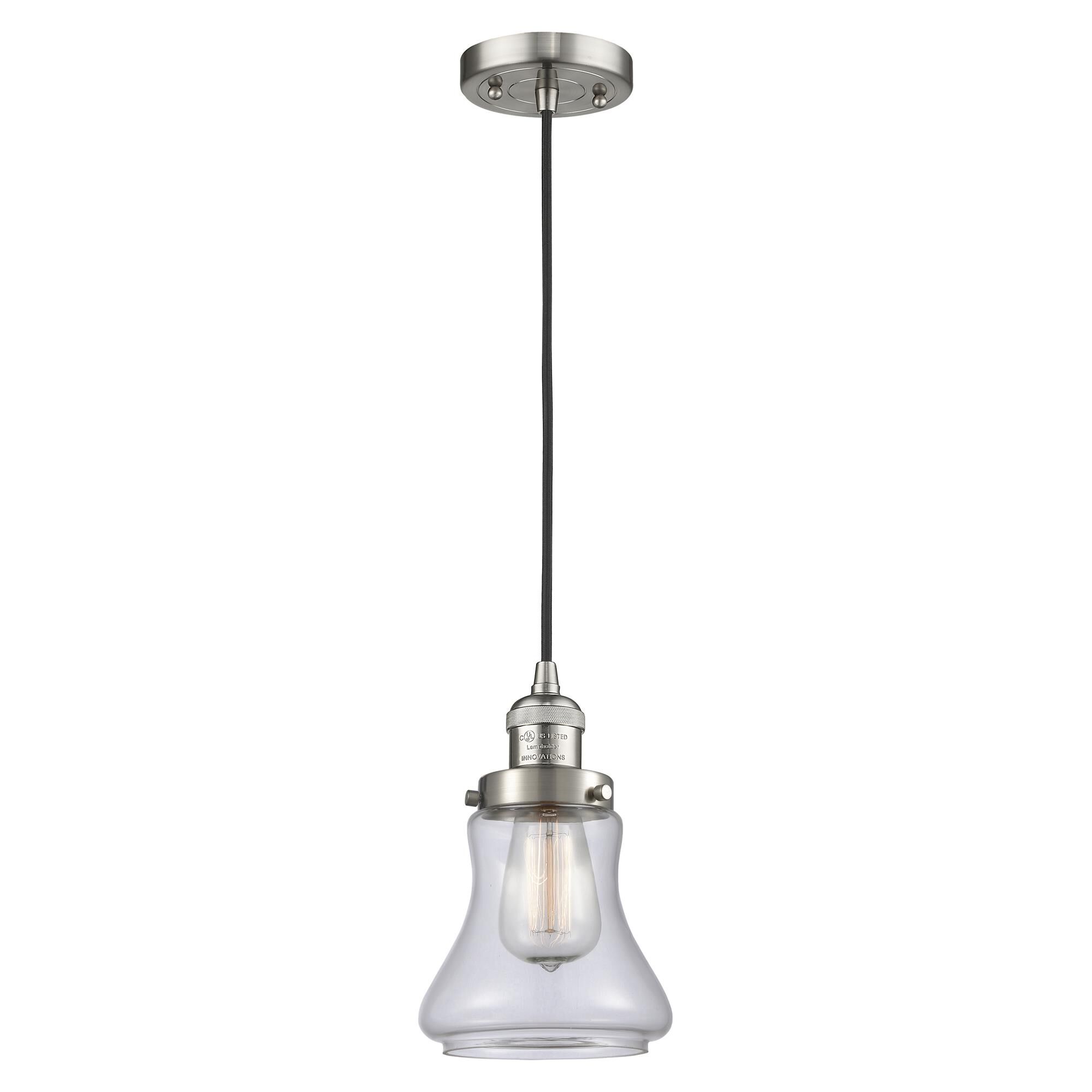 Shown in Brushed Satin Nickel finish and Clear glass