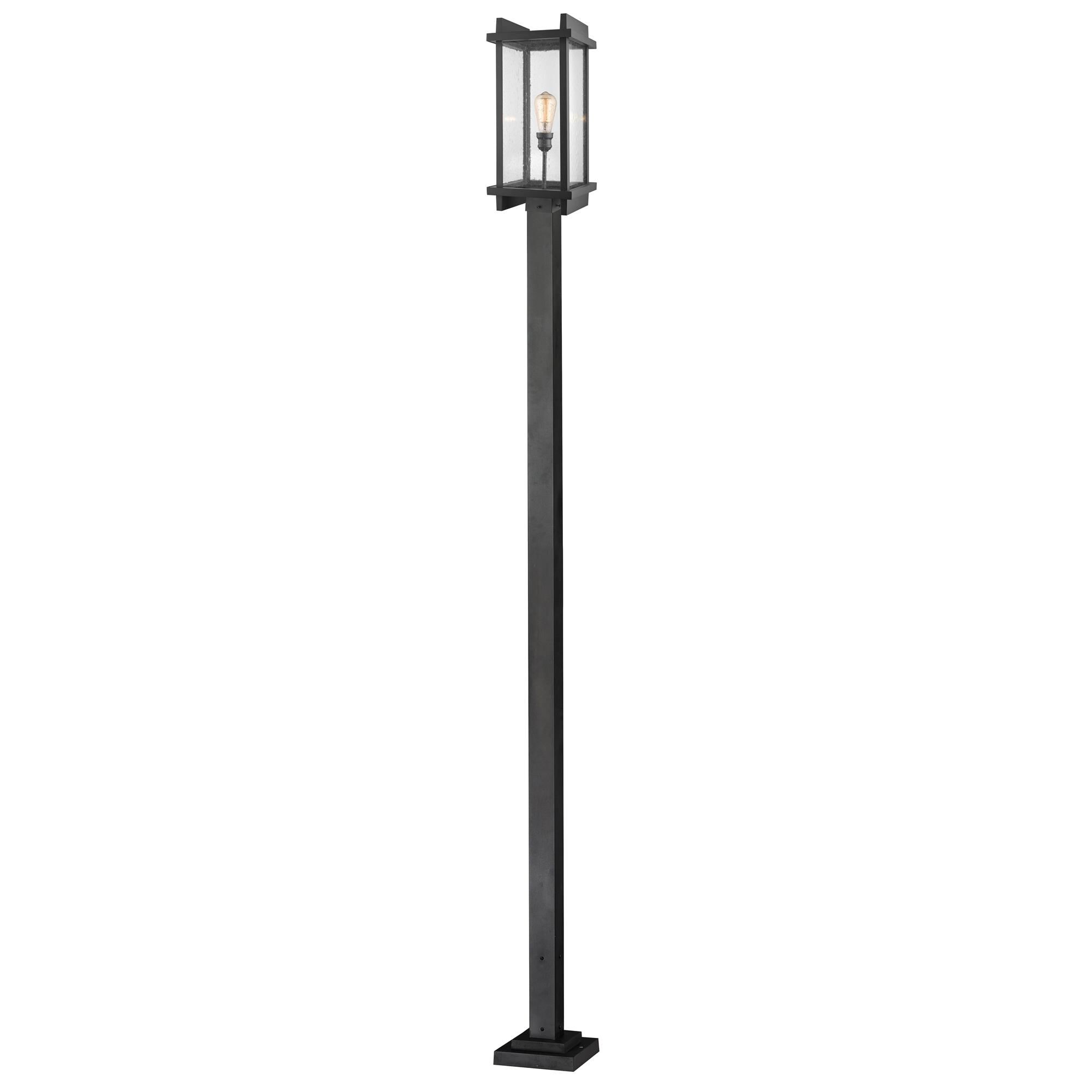 Shown in Black finish and Glass shade