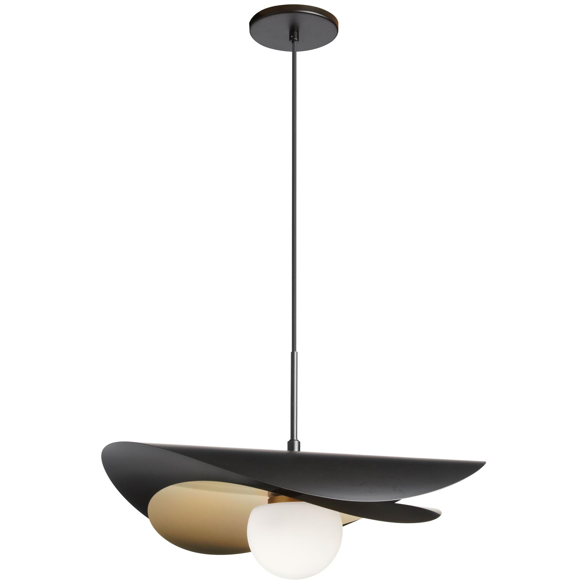 Shown in Matte Black and Aged Brass finish