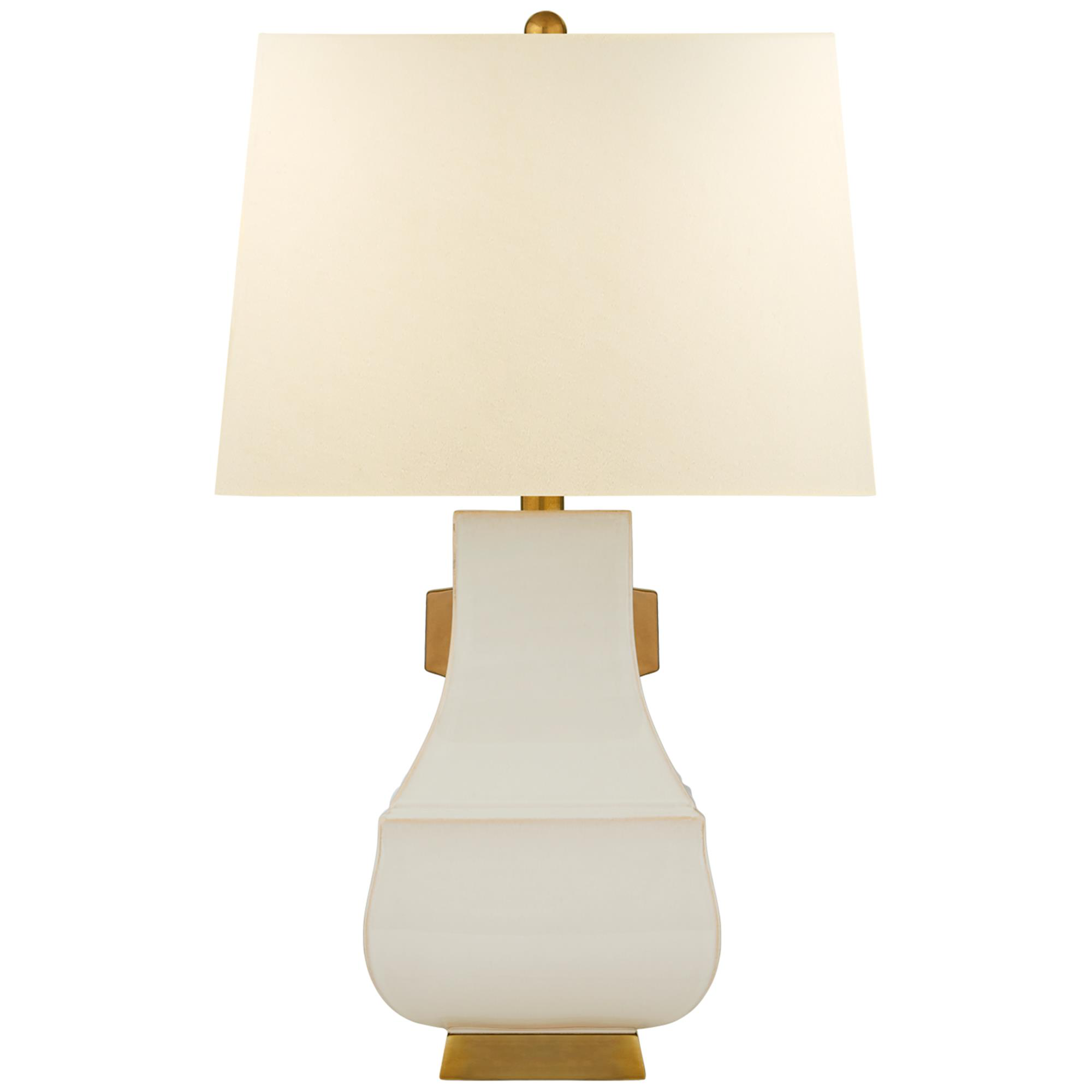 Shown in Ivory With Burnt Gold finish and Natural Percale shade