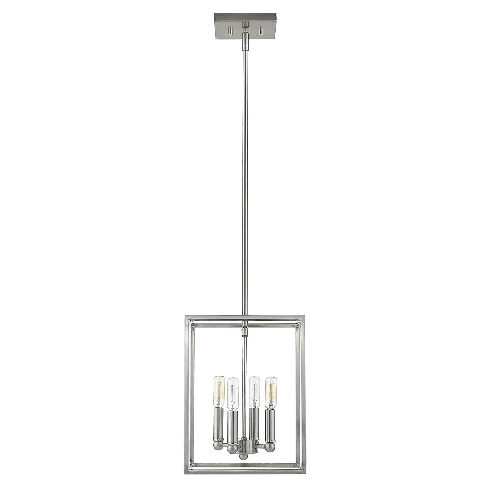 Shown in Satin Nickel finish and -- glass and -- shade