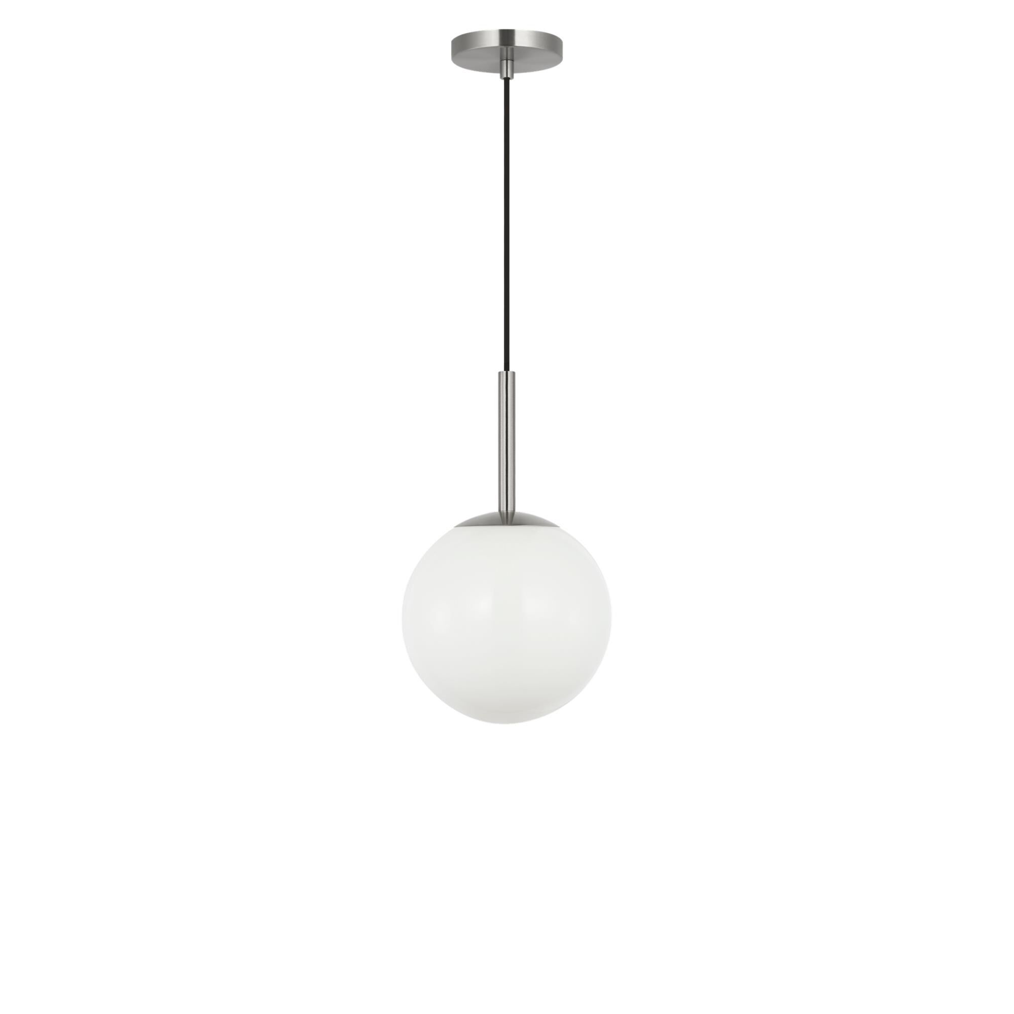 Shown in Brushed Nickel finish and Clear White glass