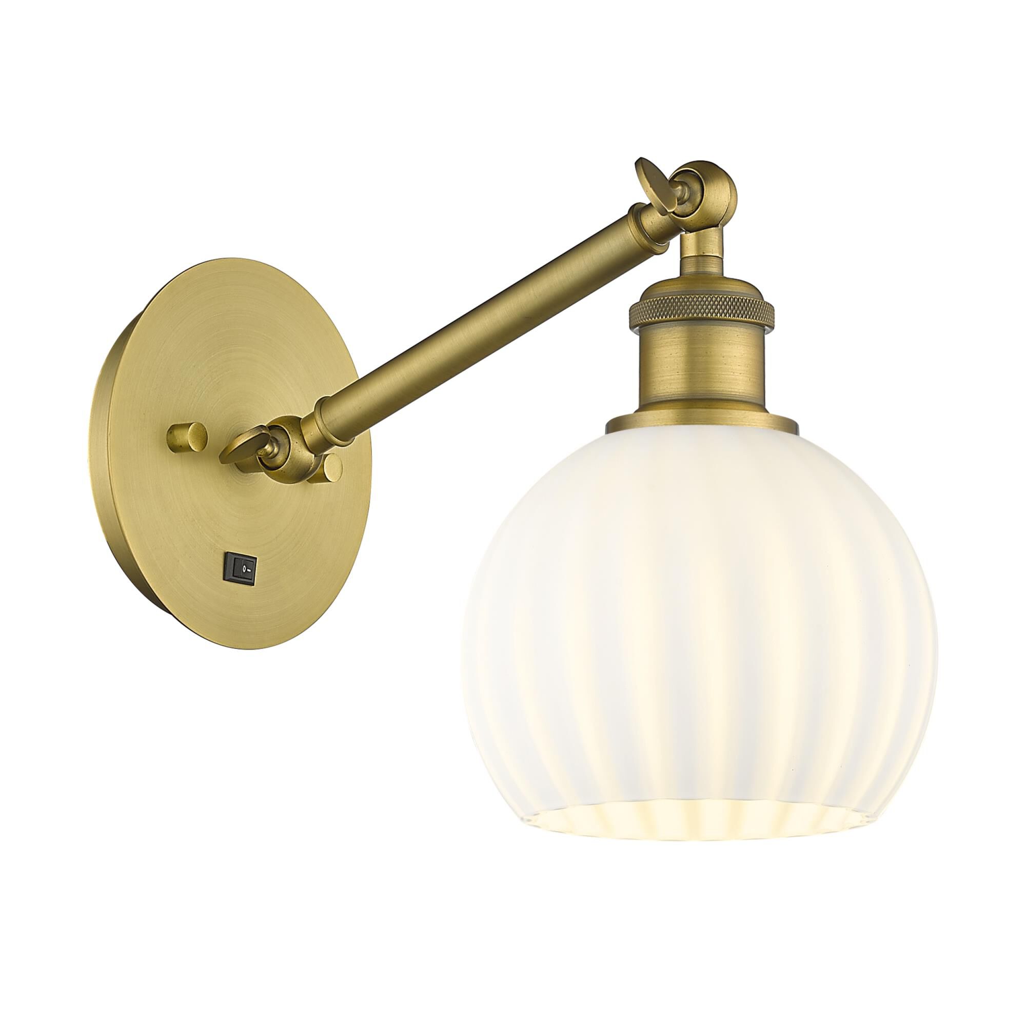 Shown in Brushed Brass finish and White Venetian glass