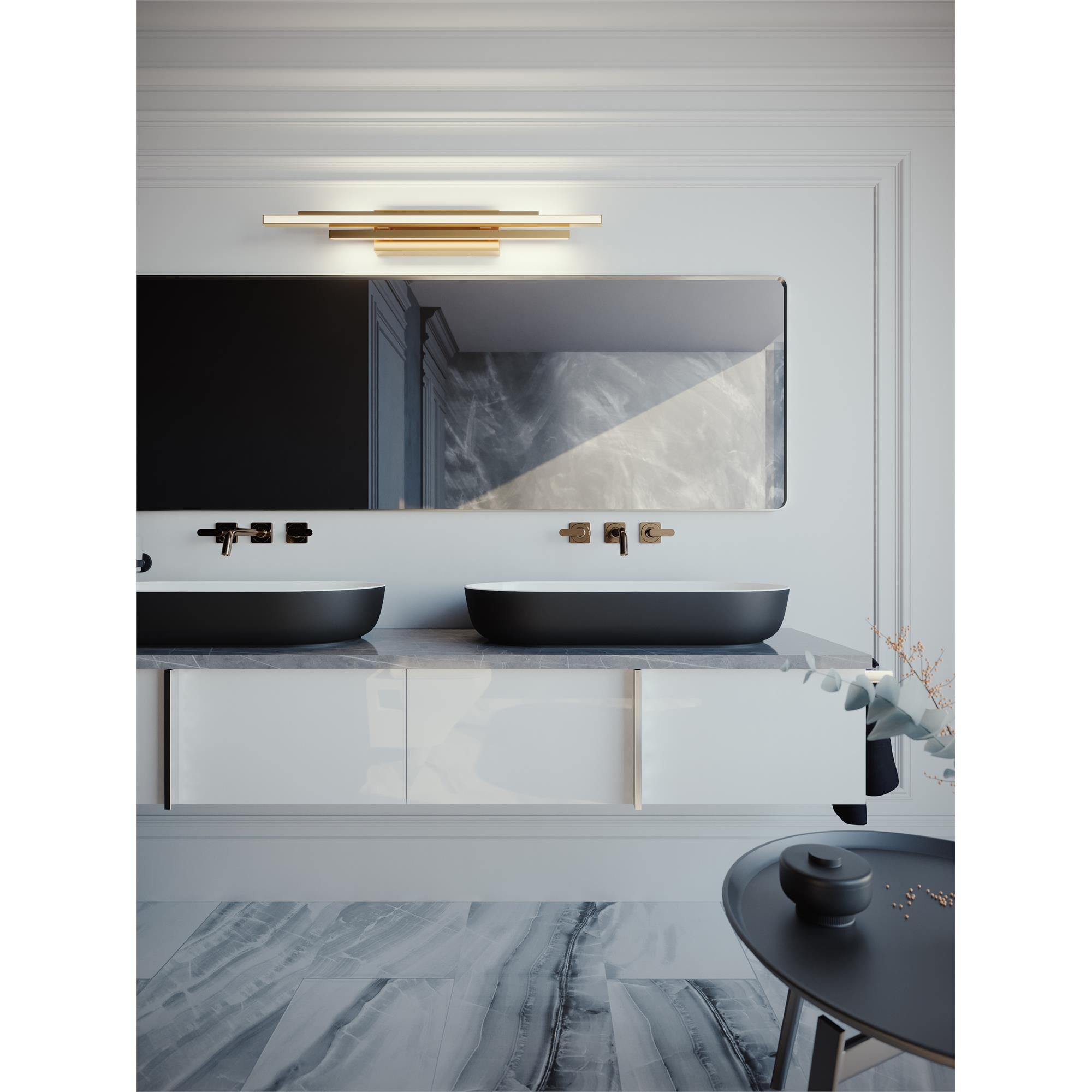 Shown in Satin Brass finish and White Acrylic shade