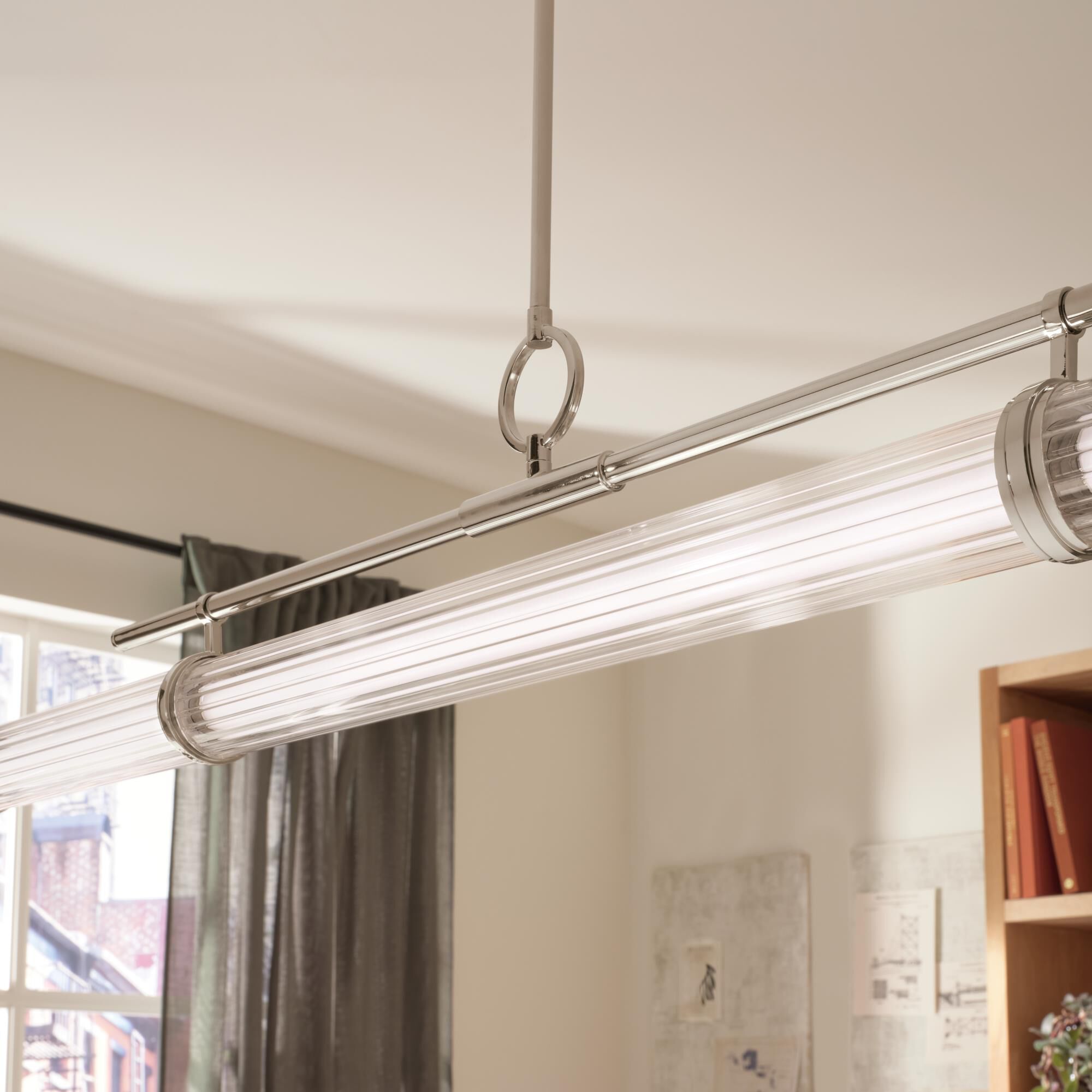 Shown in Polished Nickel finish and Clear Fluted glass