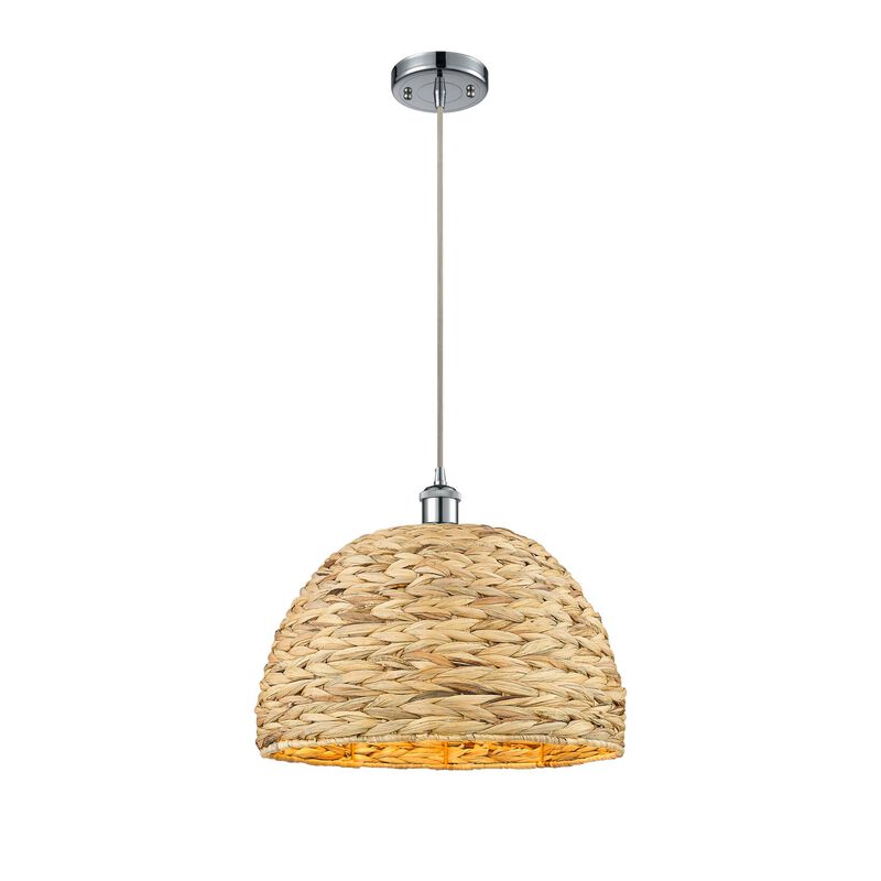 Bruno Marashlian Woven Rattan 16 Inch Large Pendant by Innovations Lighting