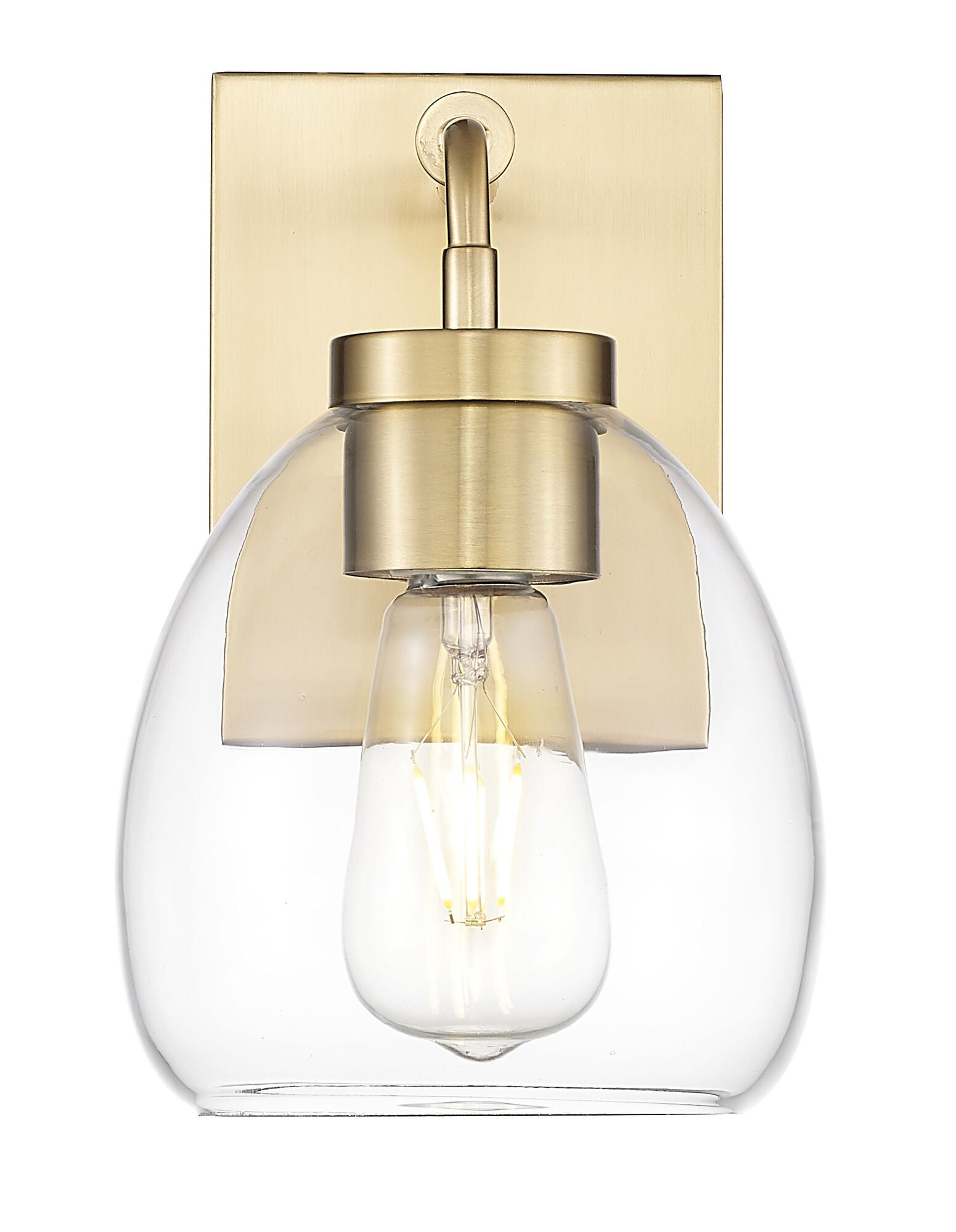 Shown in Brass finish and Clear Glass Globe shade
