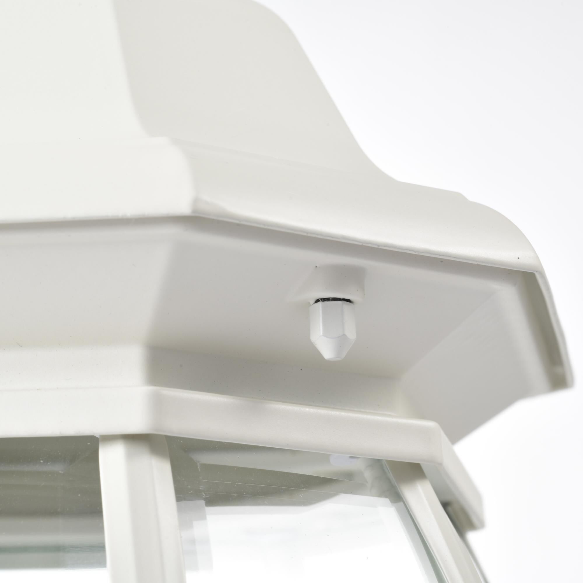 Shown in White finish and Clear Beveled Panels glass