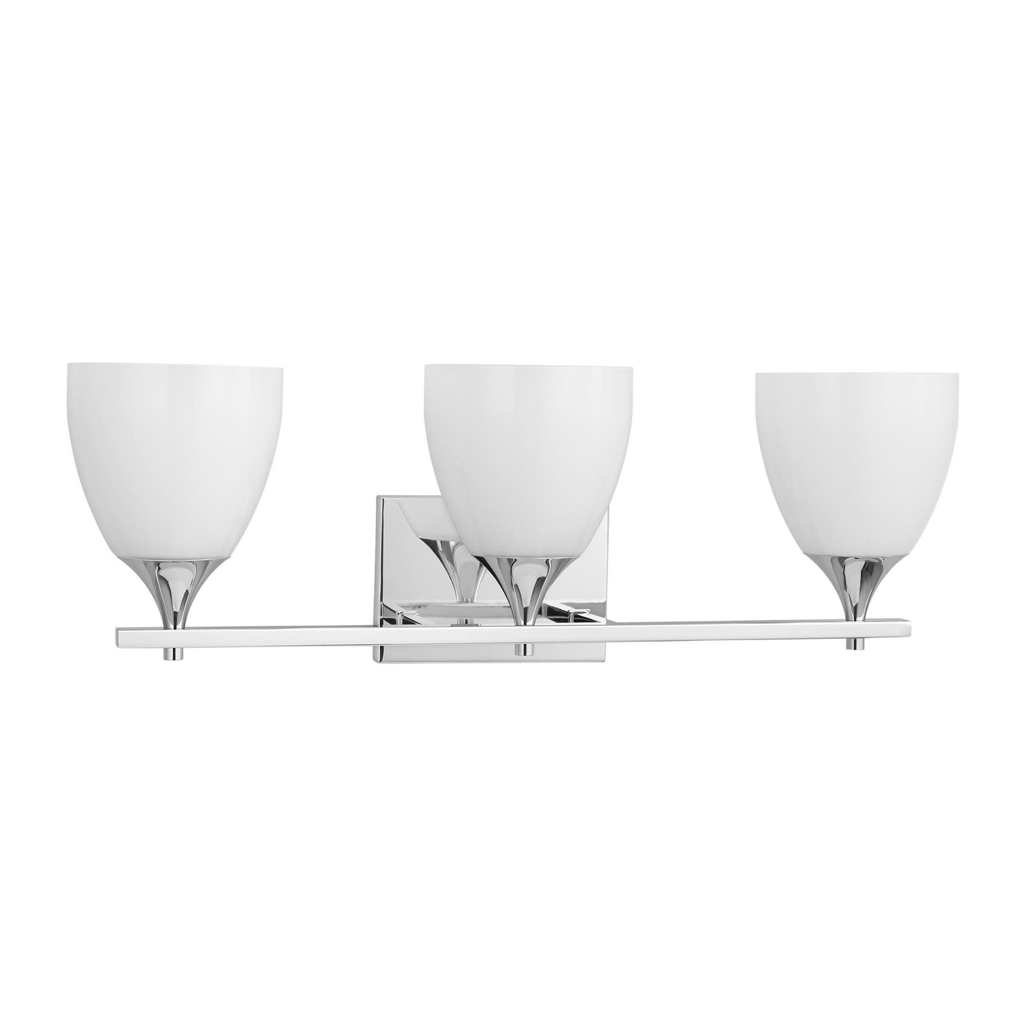 Shown in Chrome finish and Milk Glass s shade