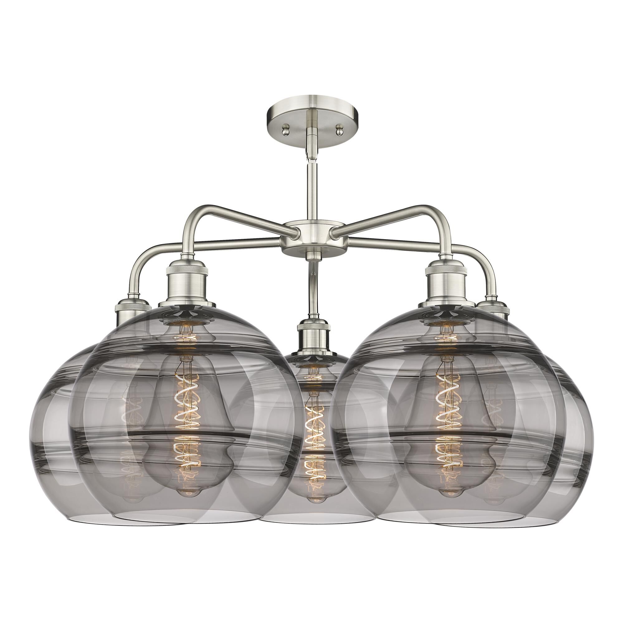 Shown in Satin Nickel finish and Light Smoke glass