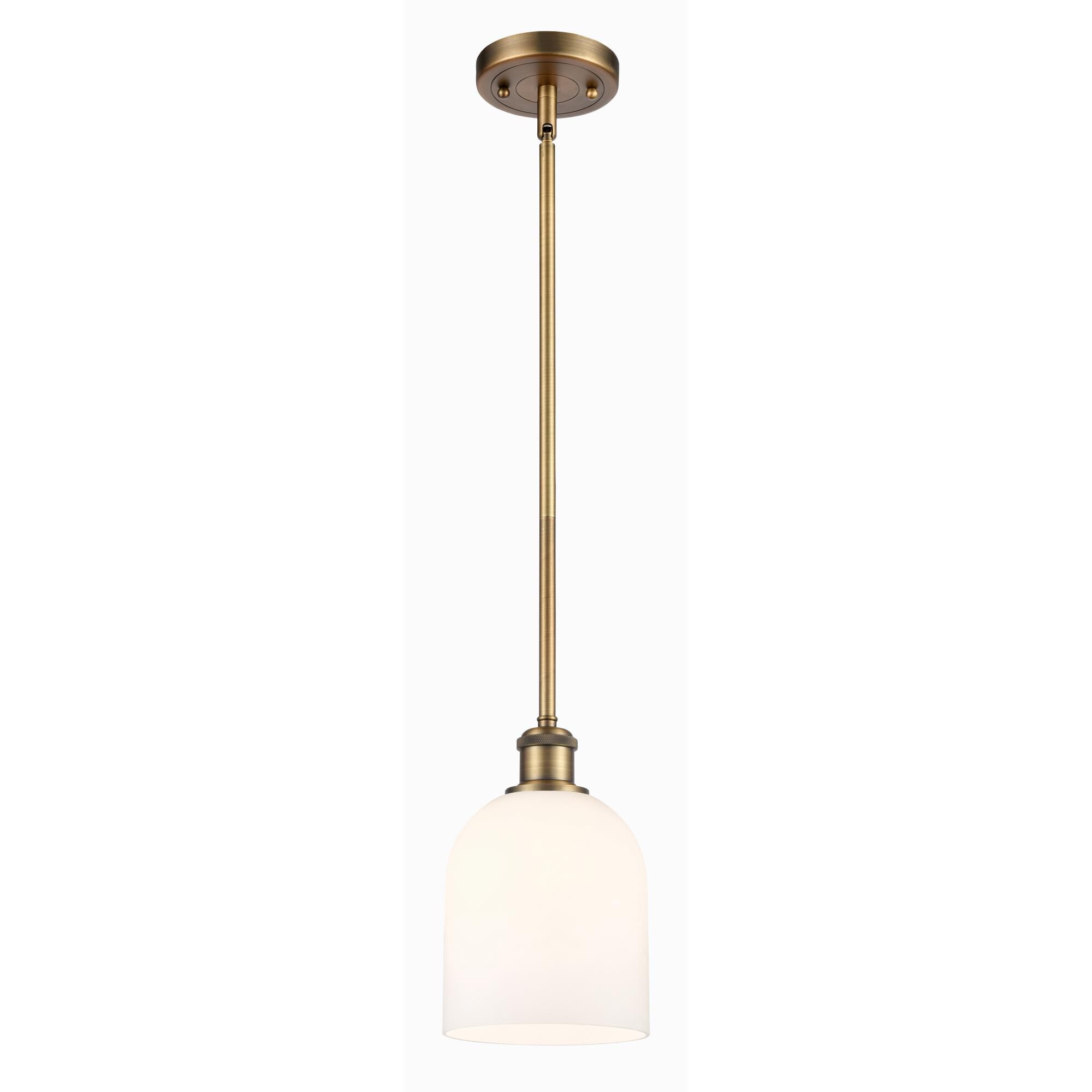 Shown in Brushed Brass finish and Glossy White glass