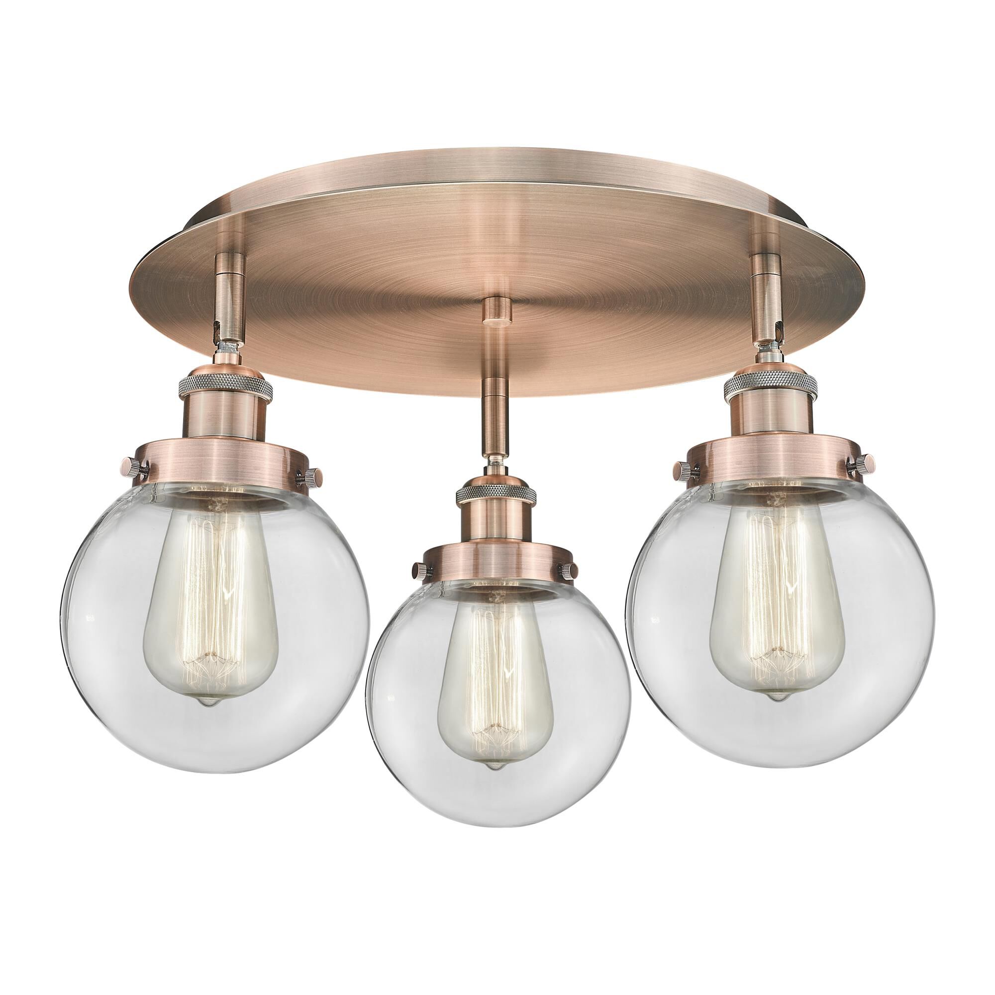Shown in Antique Copper finish and Clear glass