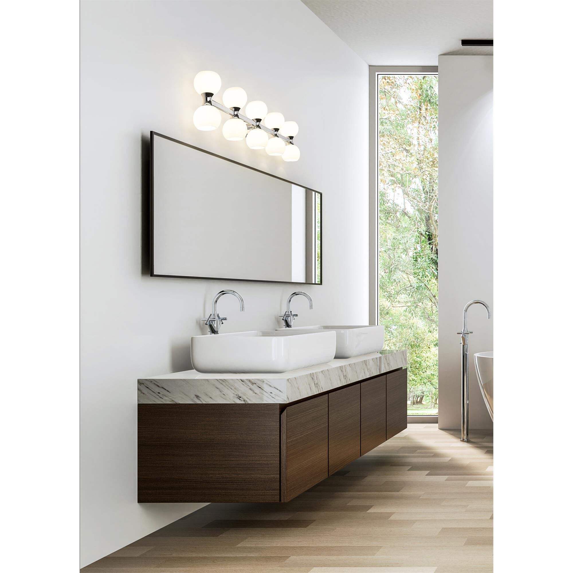 Shown in Chrome finish and Matte Opal glass