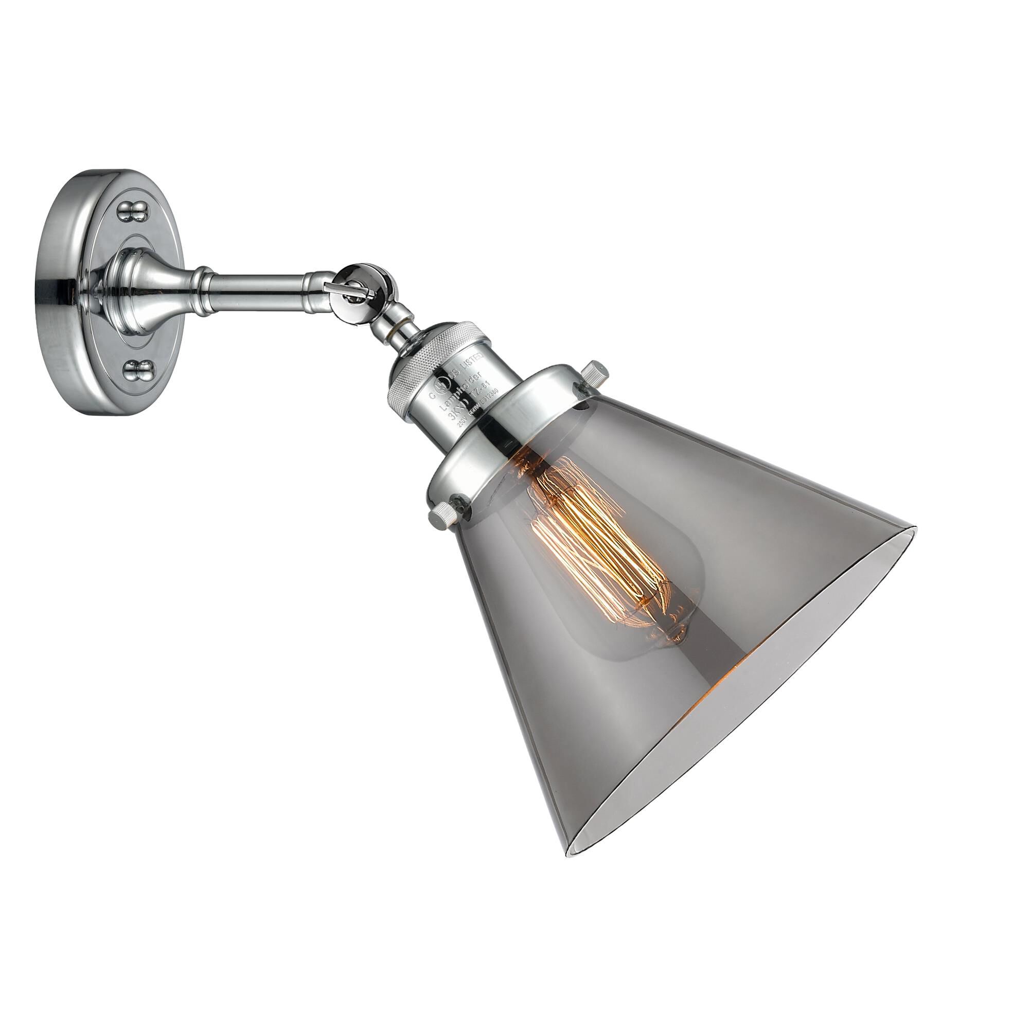 Shown in Polished Chrome finish and Smoked glass and None accent