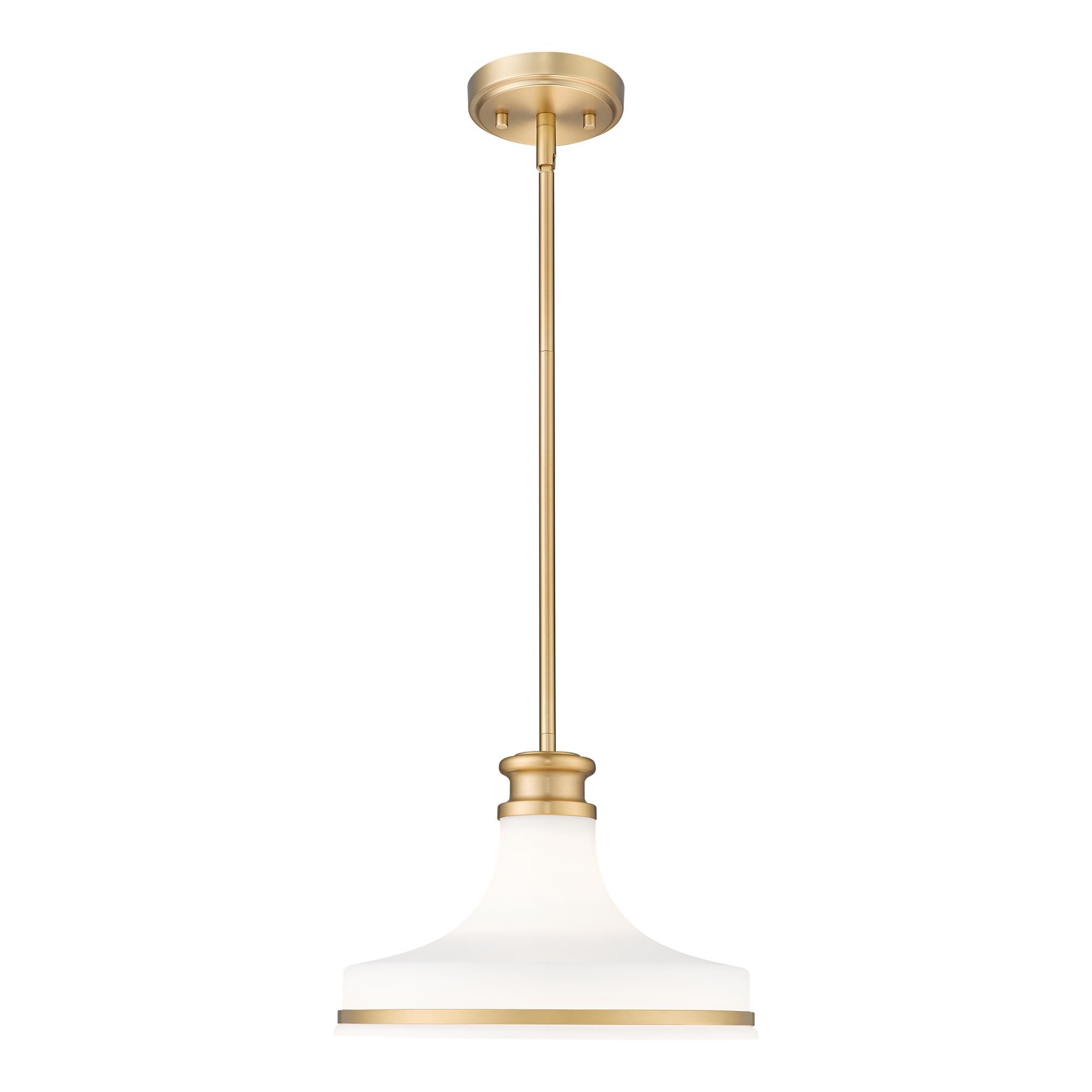 Shown in Modern Gold finish and Matte Opal glass