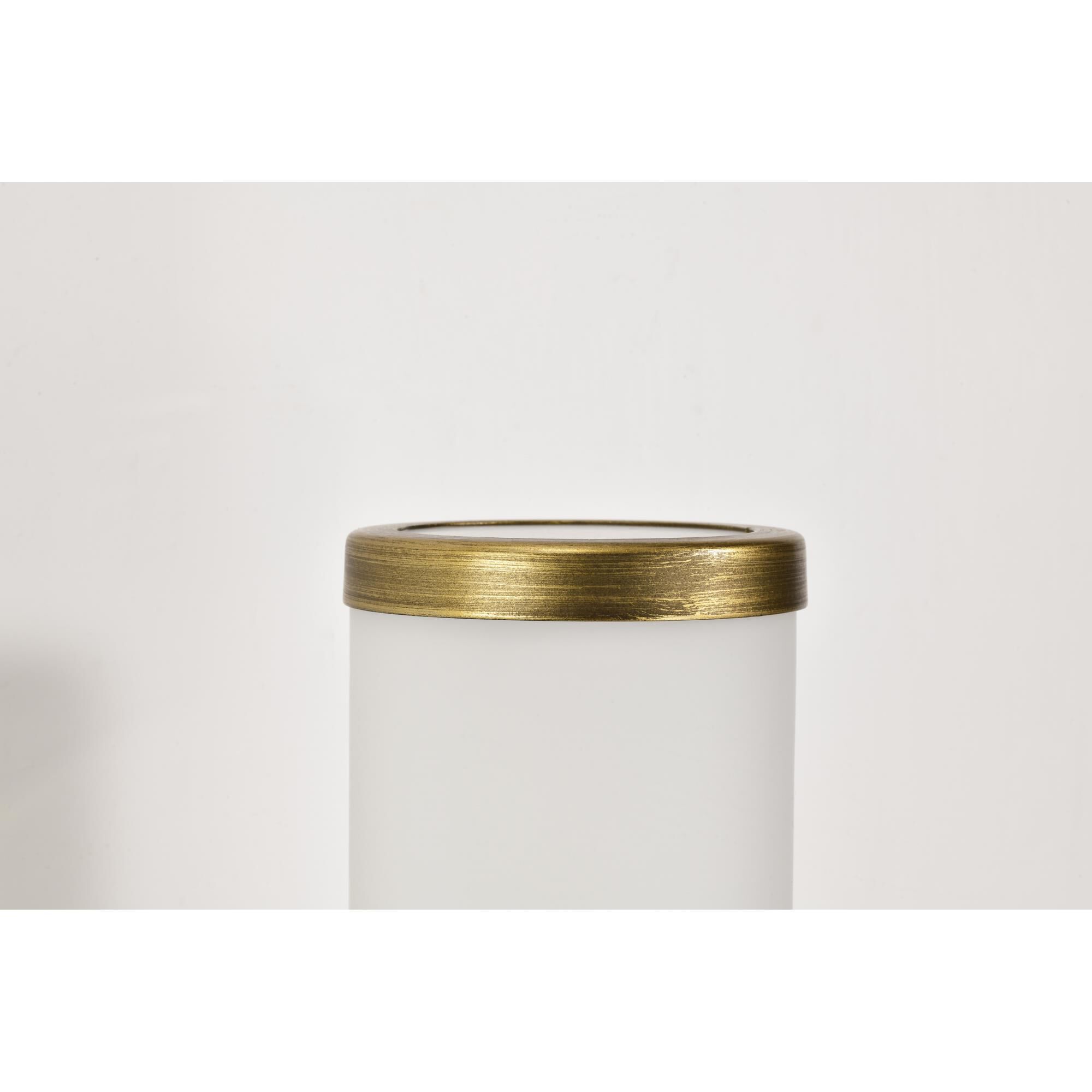 Shown in Natural Brass finish and White glass