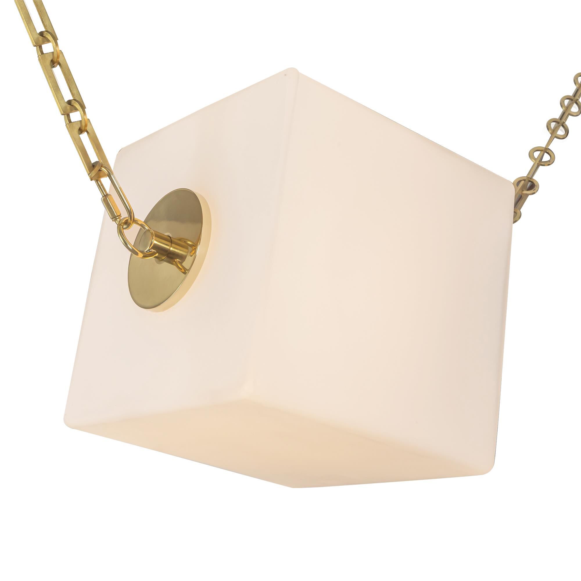 Shown in Patina Brass finish and Opal glass