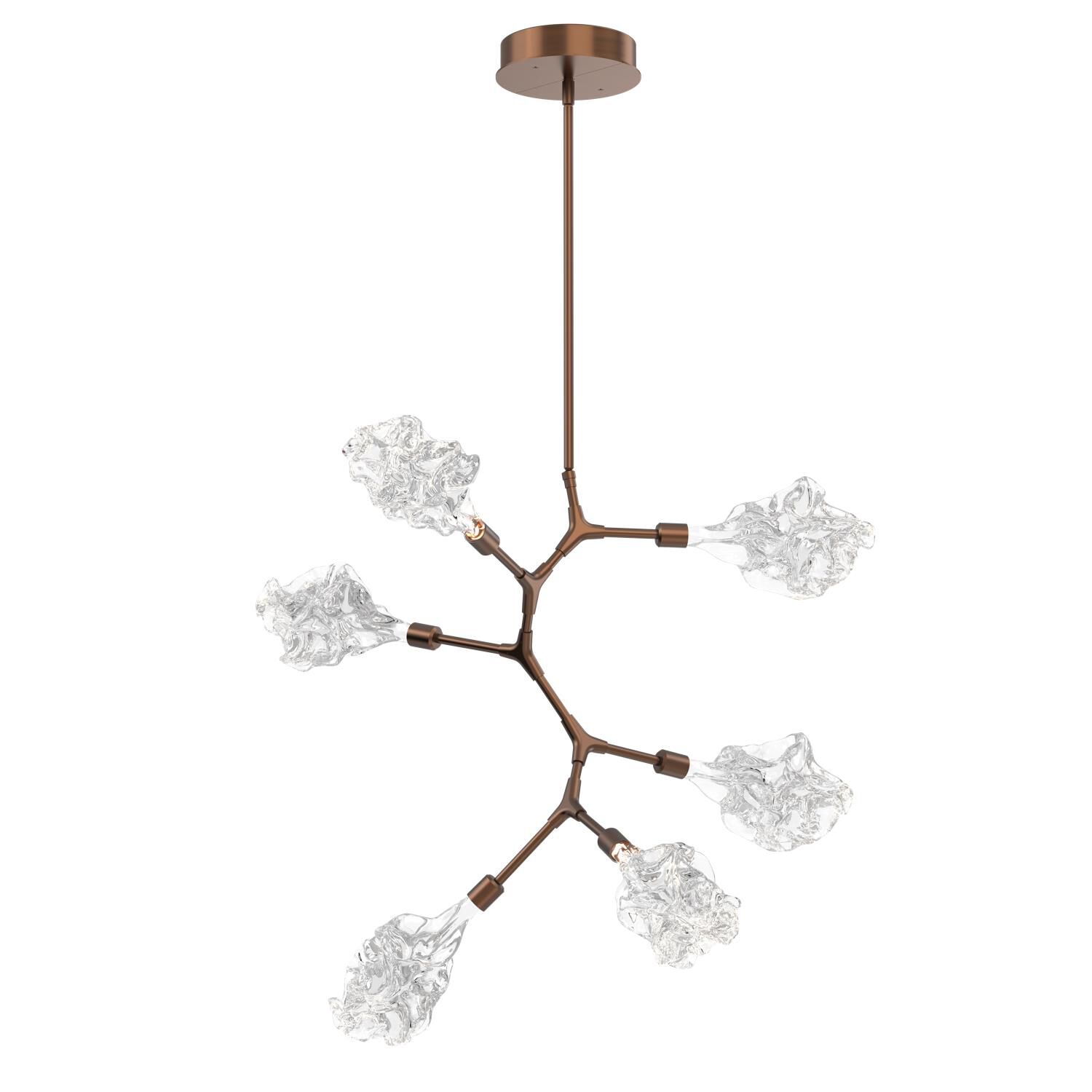 Shown in Flat Bronze finish and Clear Blown glass