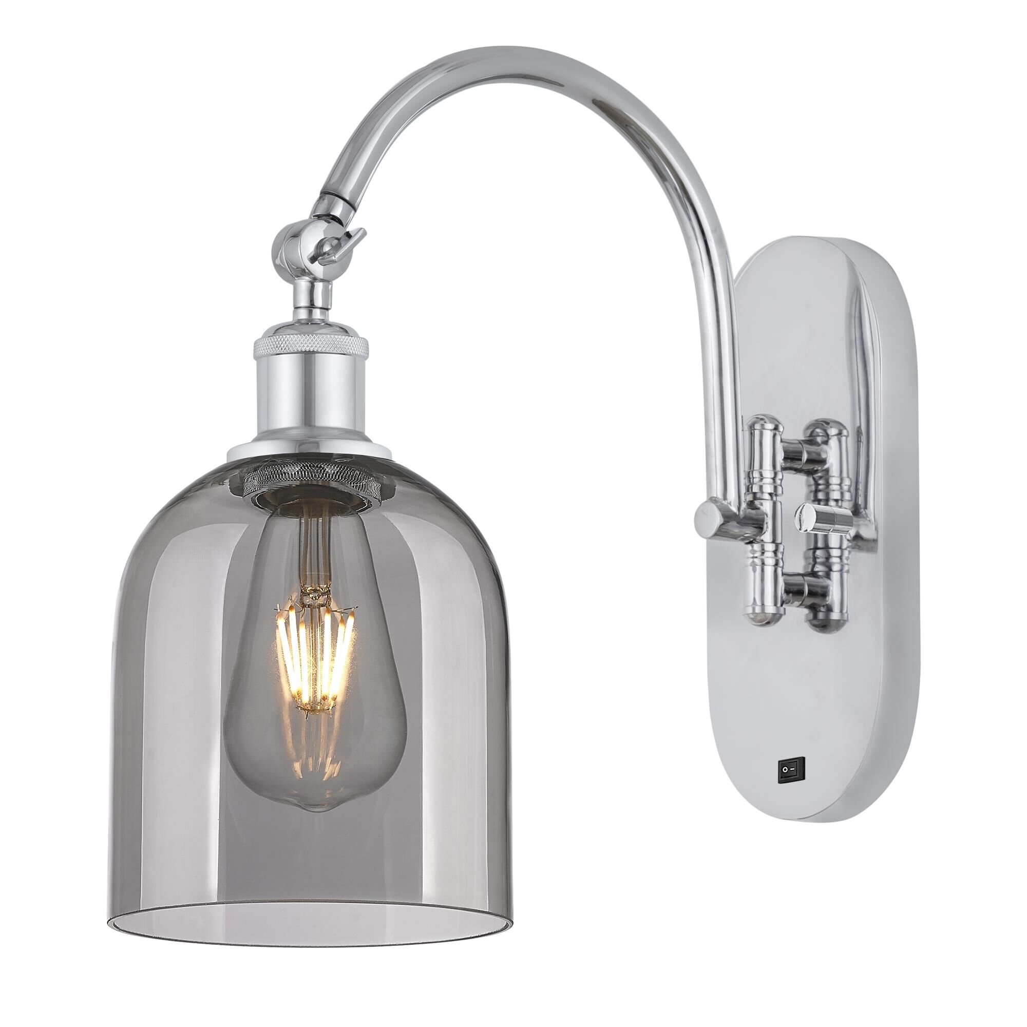 Shown in Polished Chrome finish and Light Smoke glass